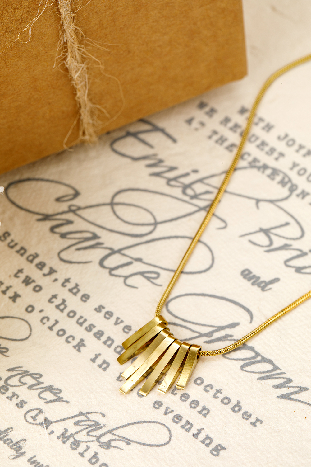 Gold Asymmetric Bar Pendant Plated Alloy Necklace - loveforevers