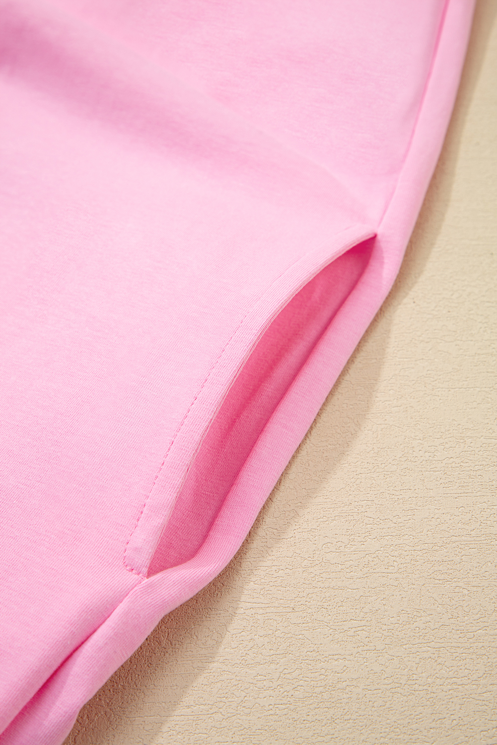 Pink Frilled Trim Crew Neck Loose Fit Mini Dress - loveforevers