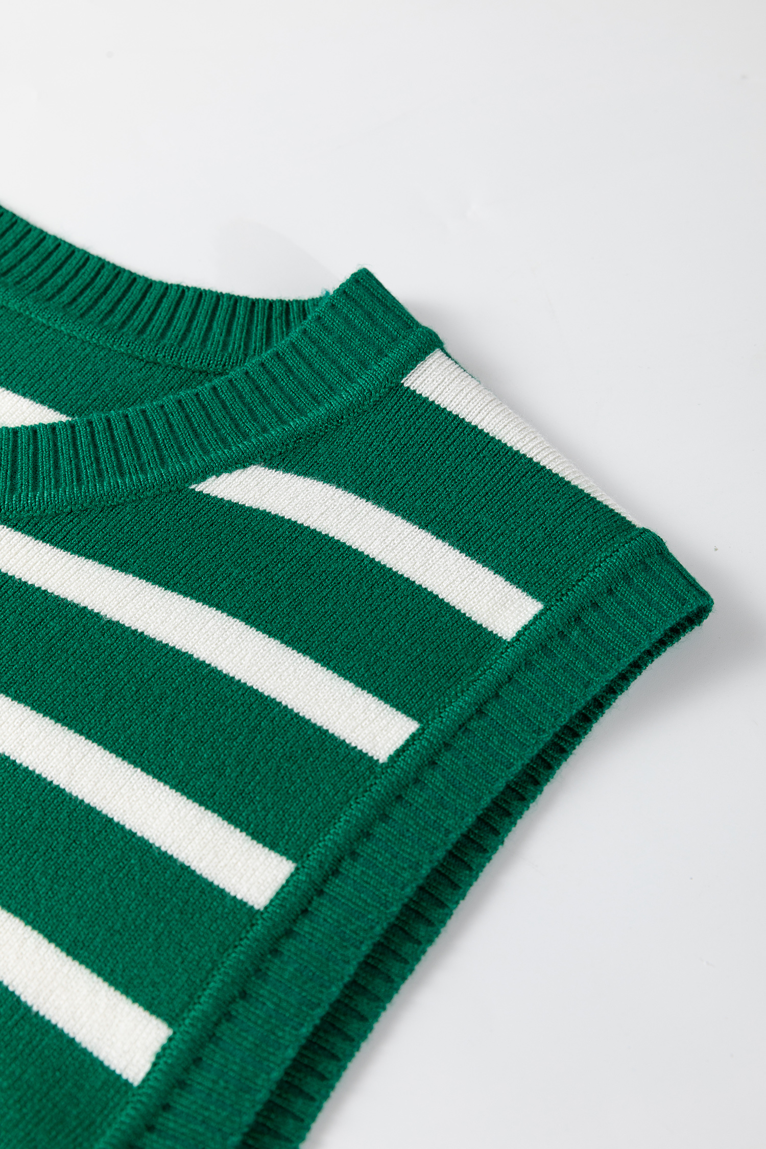 Green Stripe Crew Neck Sleeveless Sweater Vest - loveforevers