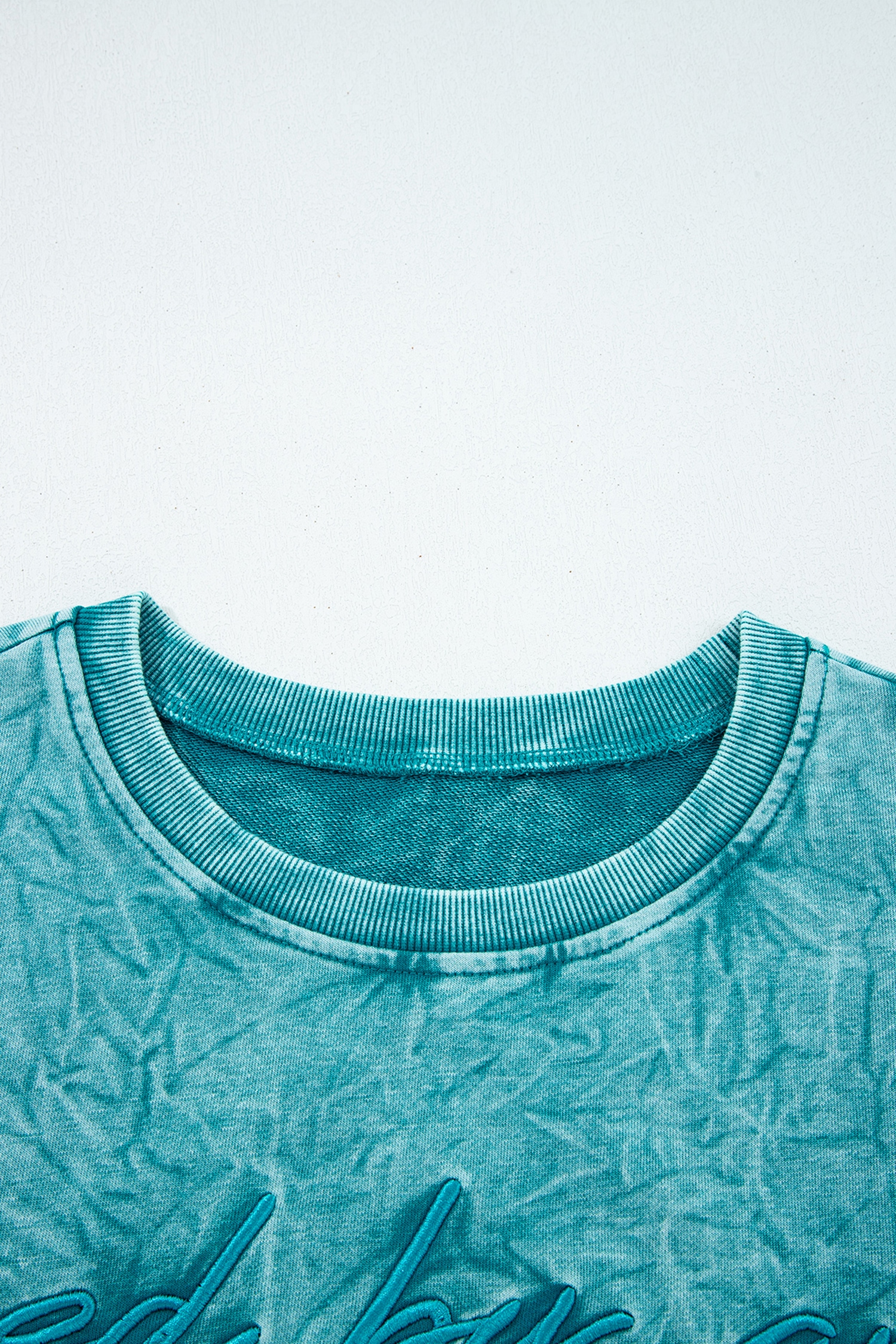 DUNE saved by grace Letter Embroidery Mineral Wash Loose Sweatshirt - loveforevers