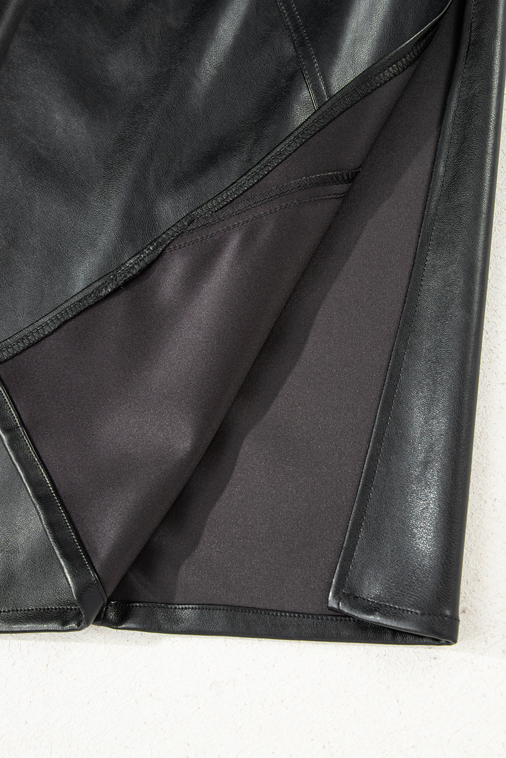 Black Faux Leather Side Slit Maxi Skirt - loveforevers