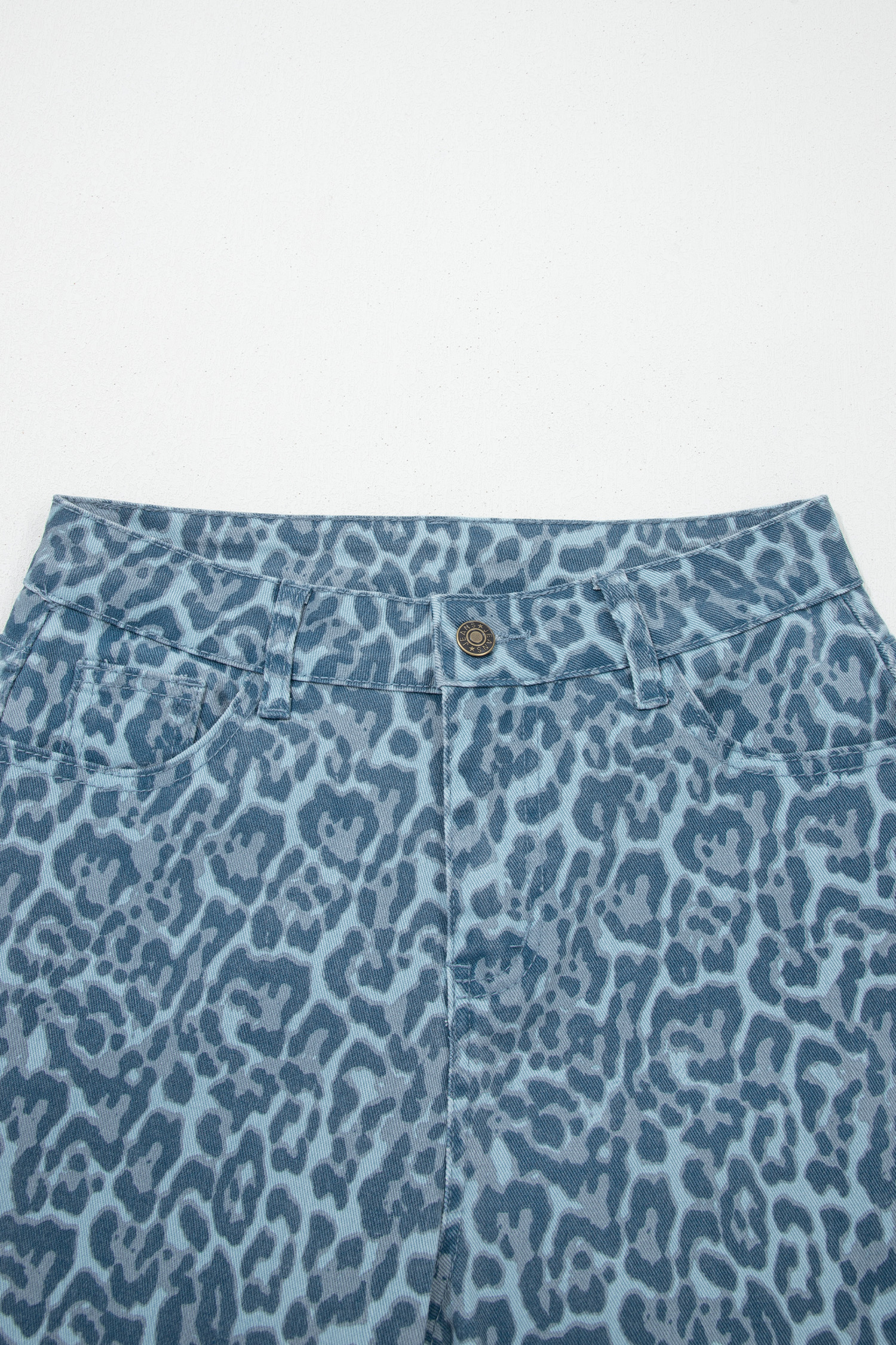 Rose Leopard Frayed Edge Wide Leg High Waist Jeans - loveforevers