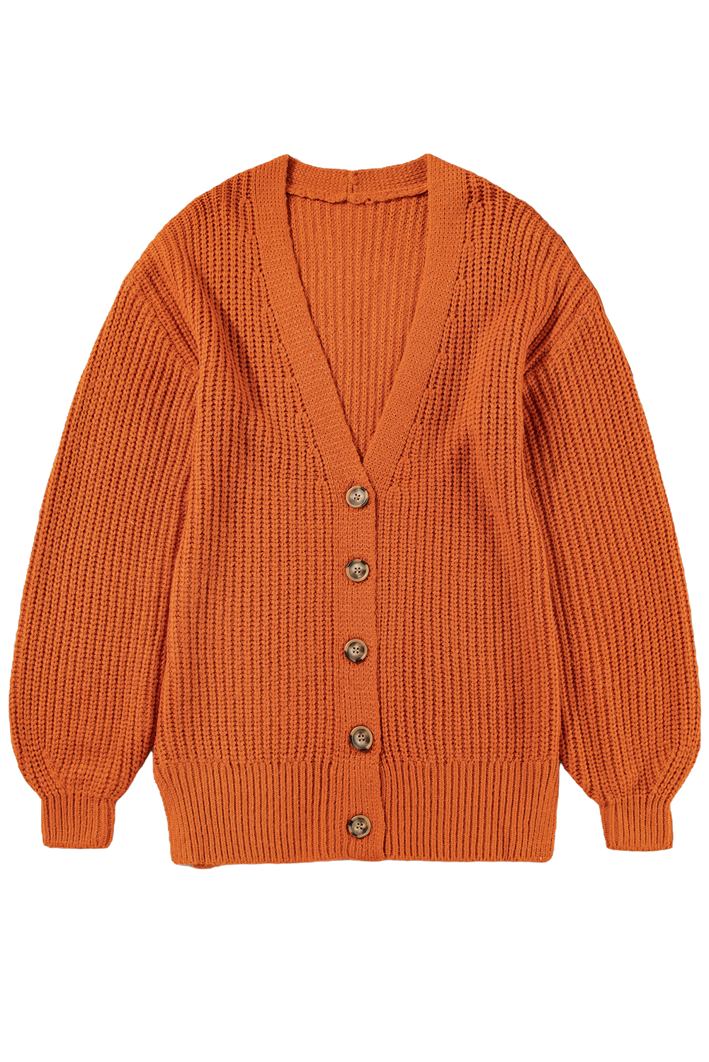 Gold Flame Button Front V Neck Chunky Cardigan Sweater - loveforevers