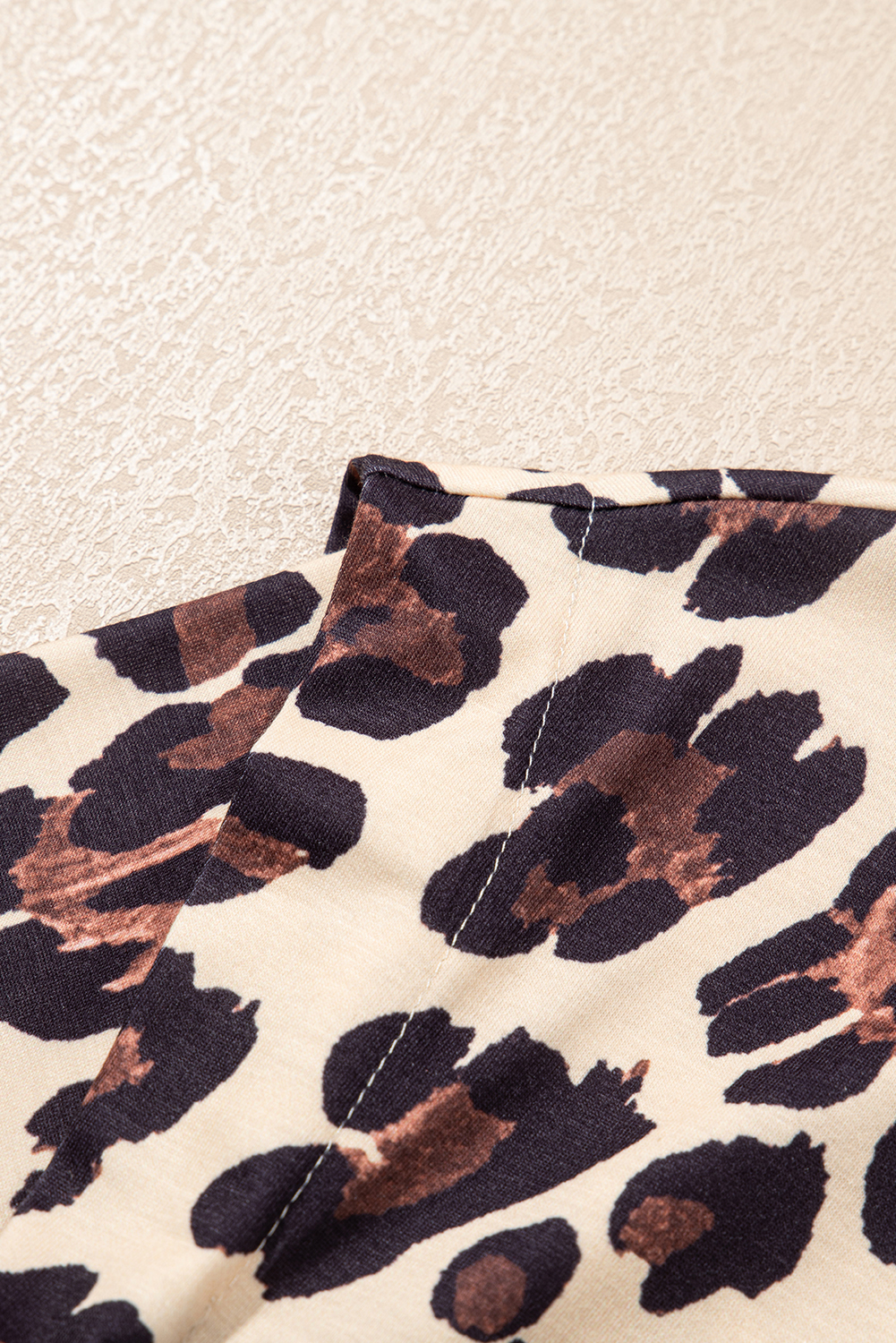 Khaki Cheetah Print Round Neck Loose Fit T Shirt - loveforevers