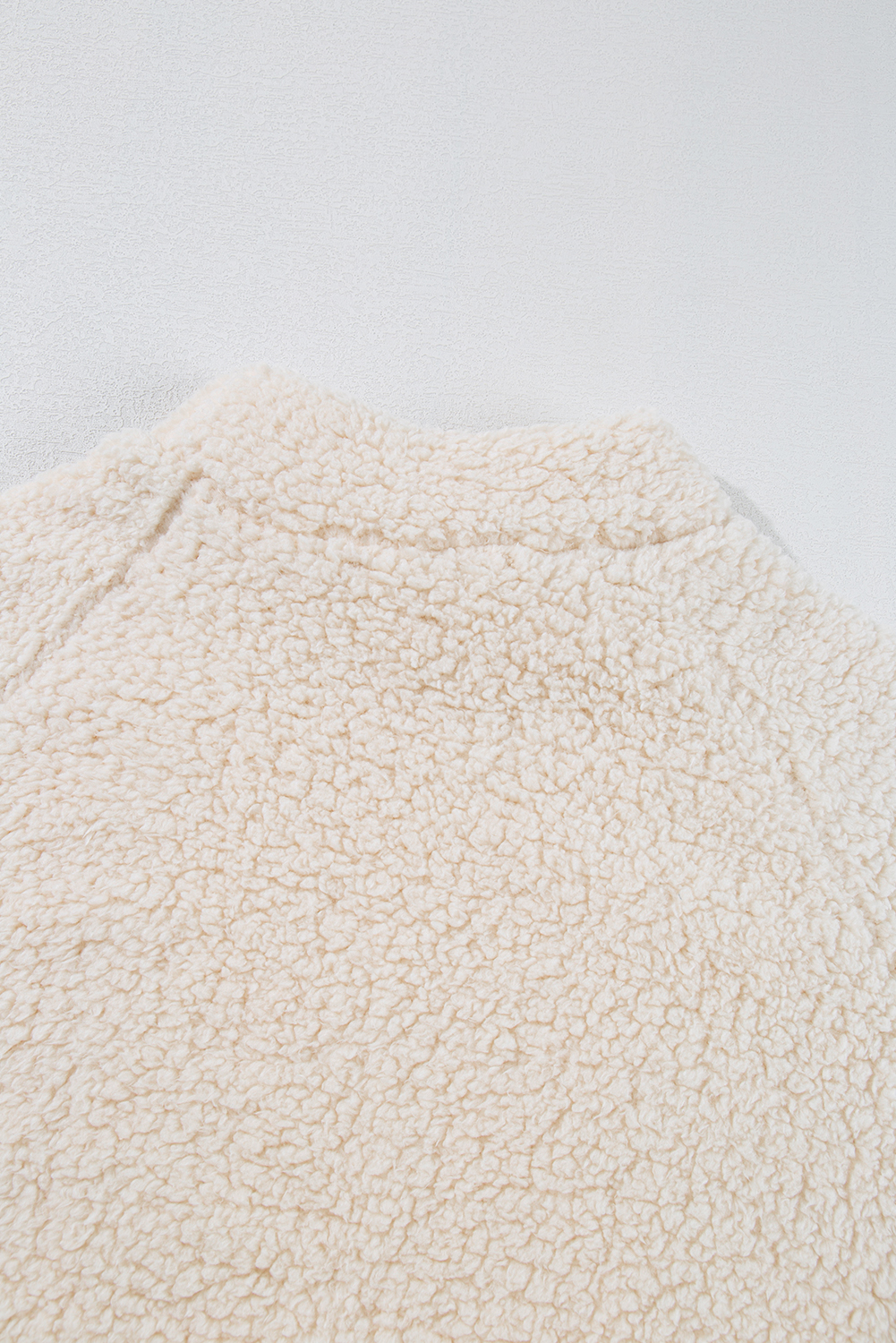 White Solid Fleece High Neck Drop Shoulder Pullover Sweatshirt - loveforevers