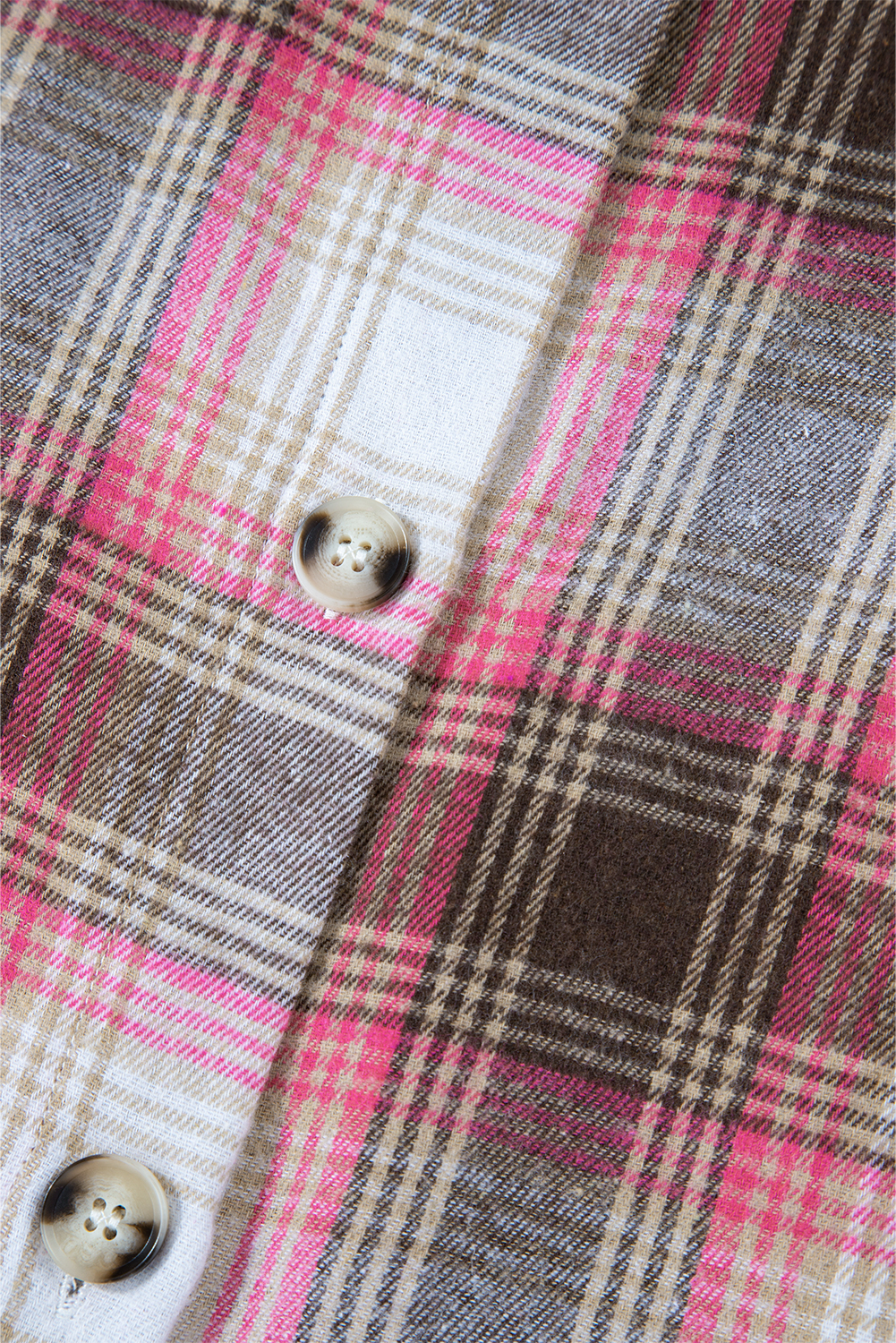 Pink Plaid Flap Pocket Button Up Shacket - loveforevers