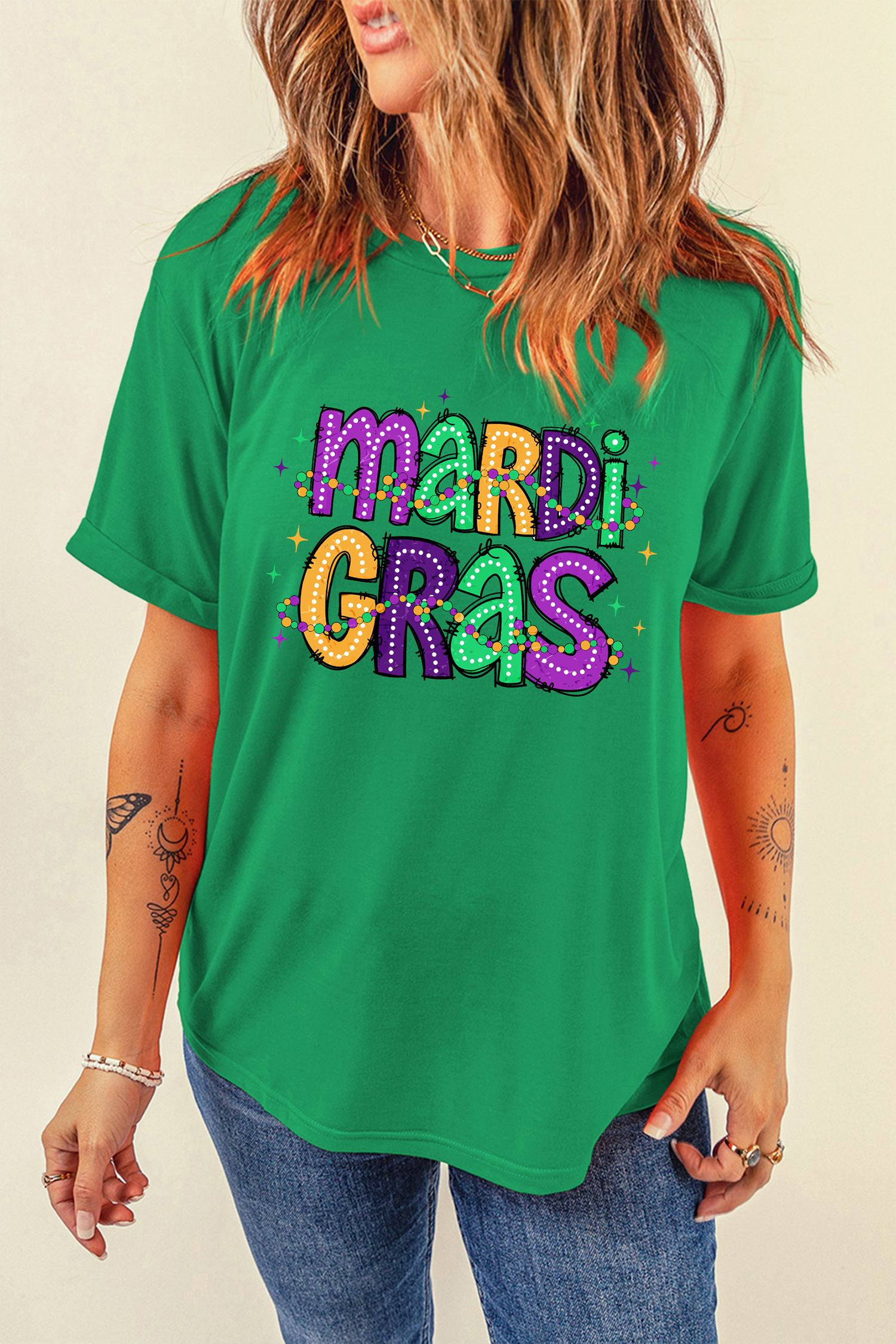 Bright Green Glitter Mardi Gras Mask Graphic T Shirt - loveforevers