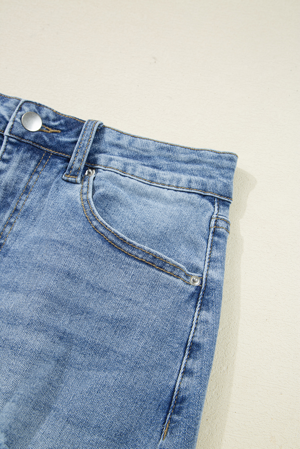 Sail Blue Dearlove Irregular Distressed Bottom Denim Midi Skirt - loveforevers