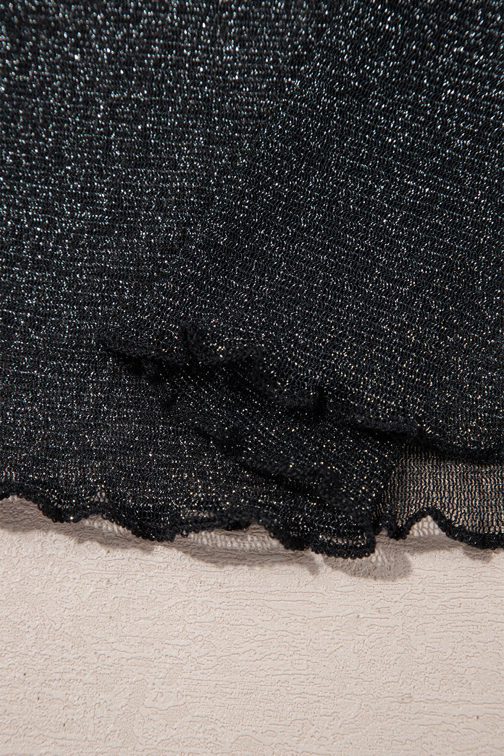 Black Metallic Glitter Mesh Long Sleeve Top - loveforevers
