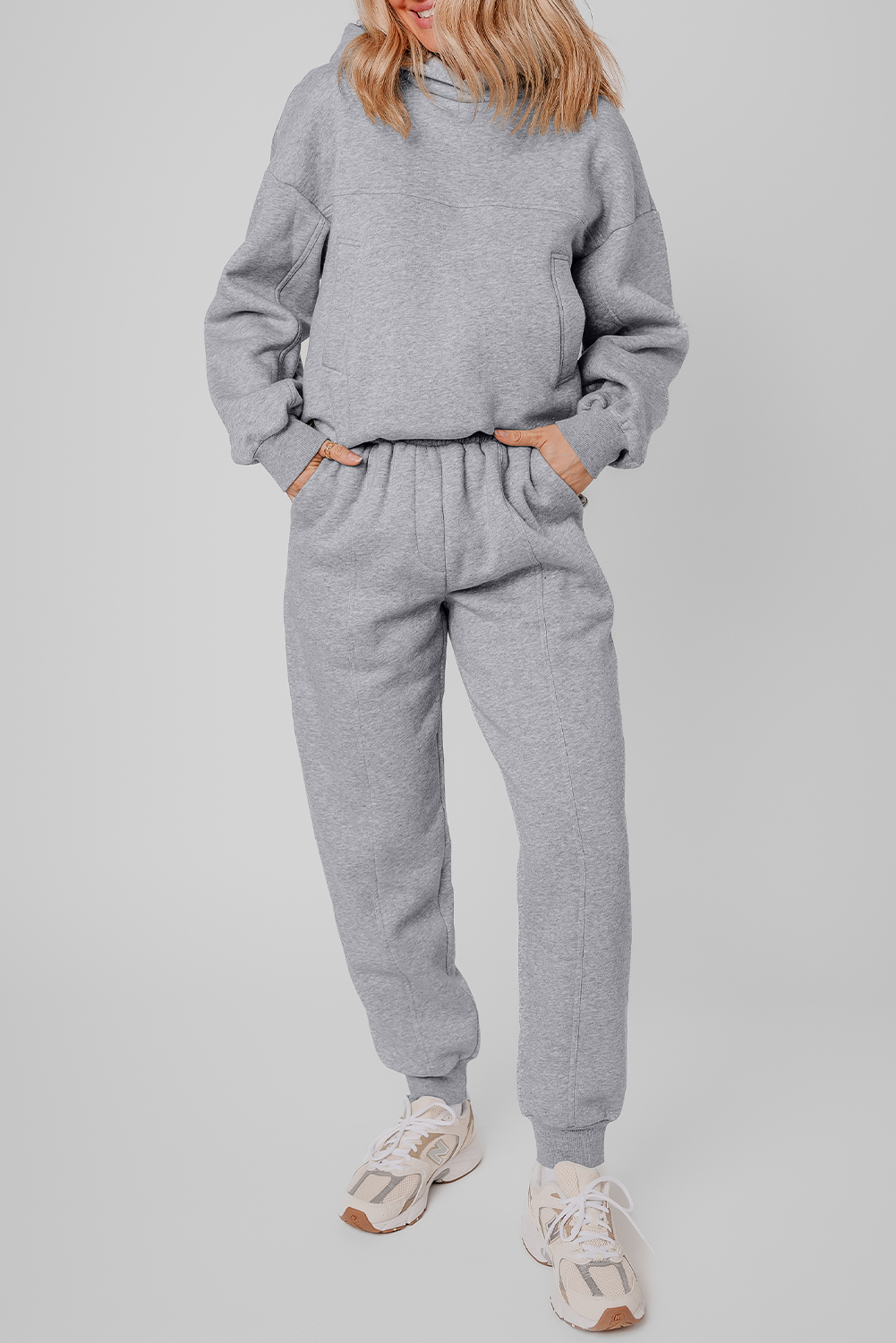 Navy Blue Solid Exposed Seams Hoodie and Joggers Activewear Set - loveforevers