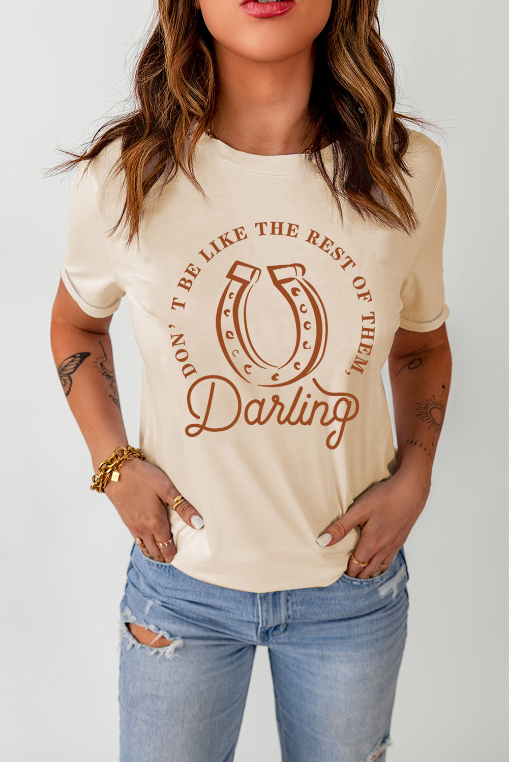 Khaki DO NOT BE LIKE THE REST OF THEM Darling Graphic Tee - loveforevers