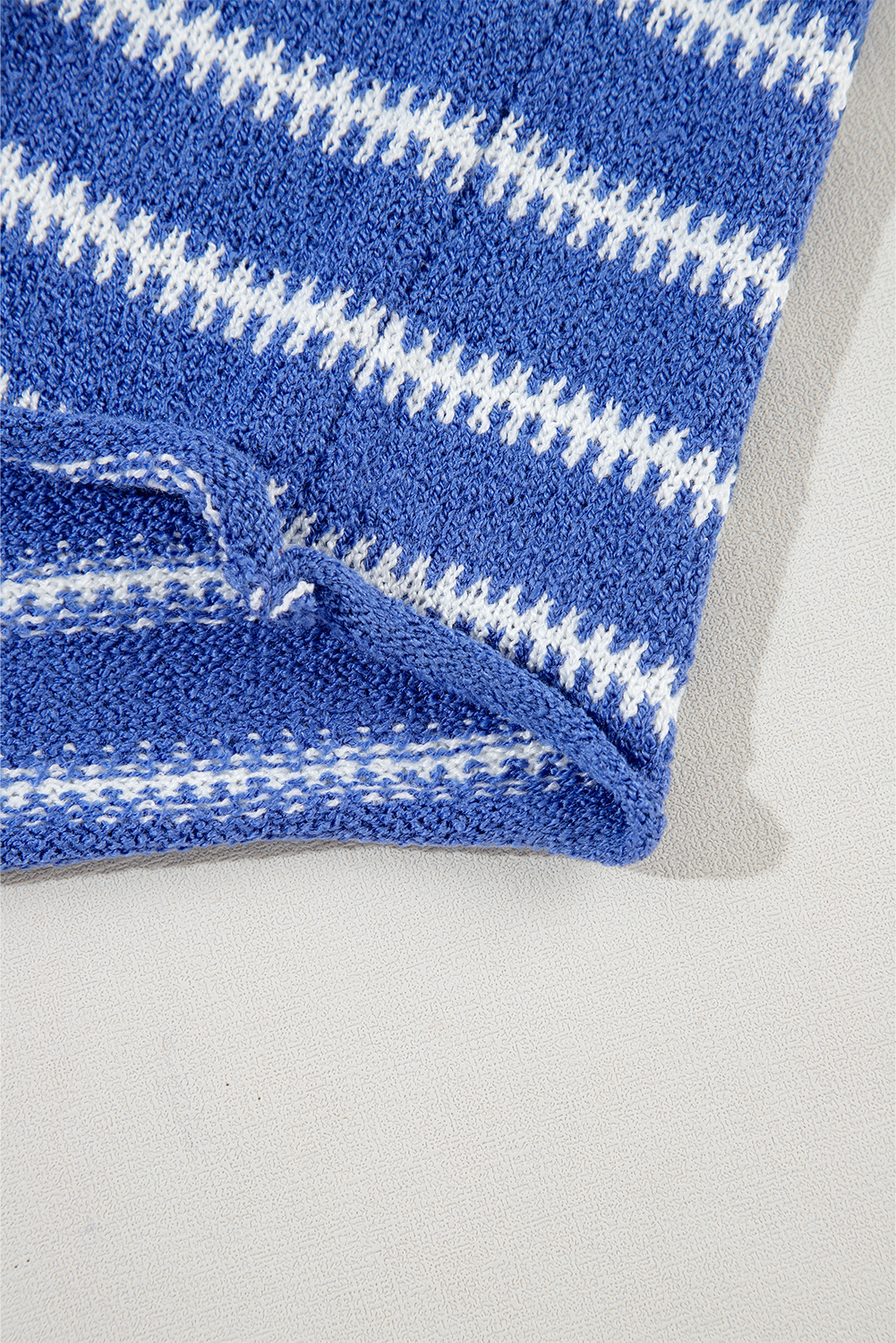 Sky Blue Stripe Drop Shoulder Casual Sweater - loveforevers