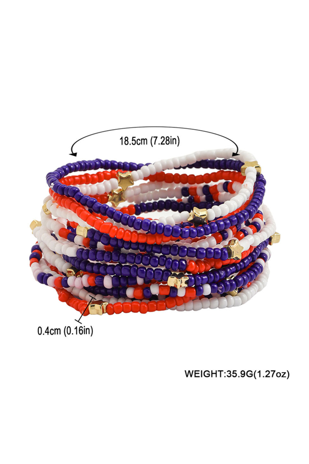 Dark Blue American Flag Star Beaded Multi Layer Bracelet Set - loveforevers