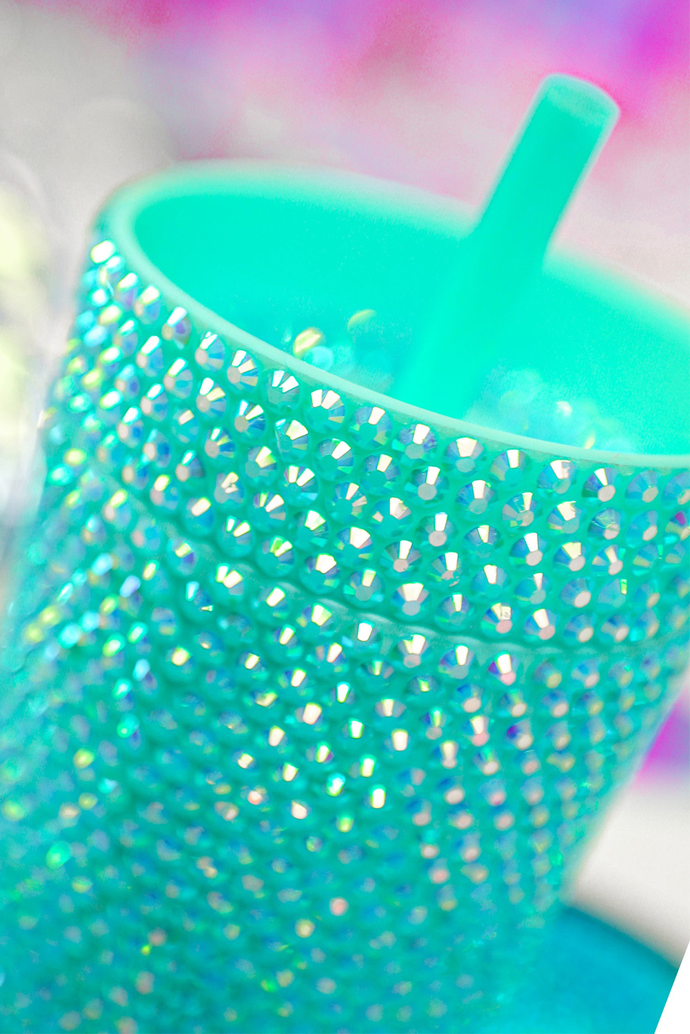 Green Full Rhinestone Straw Cup 40oz - loveforevers