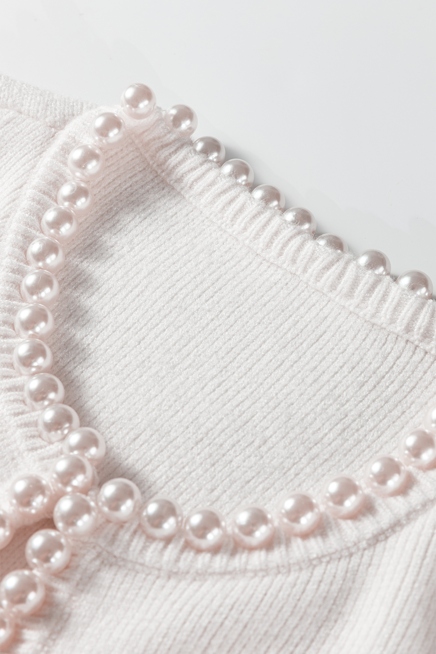 White Pearl Embellished Open Front Elegant Cardigan - loveforevers