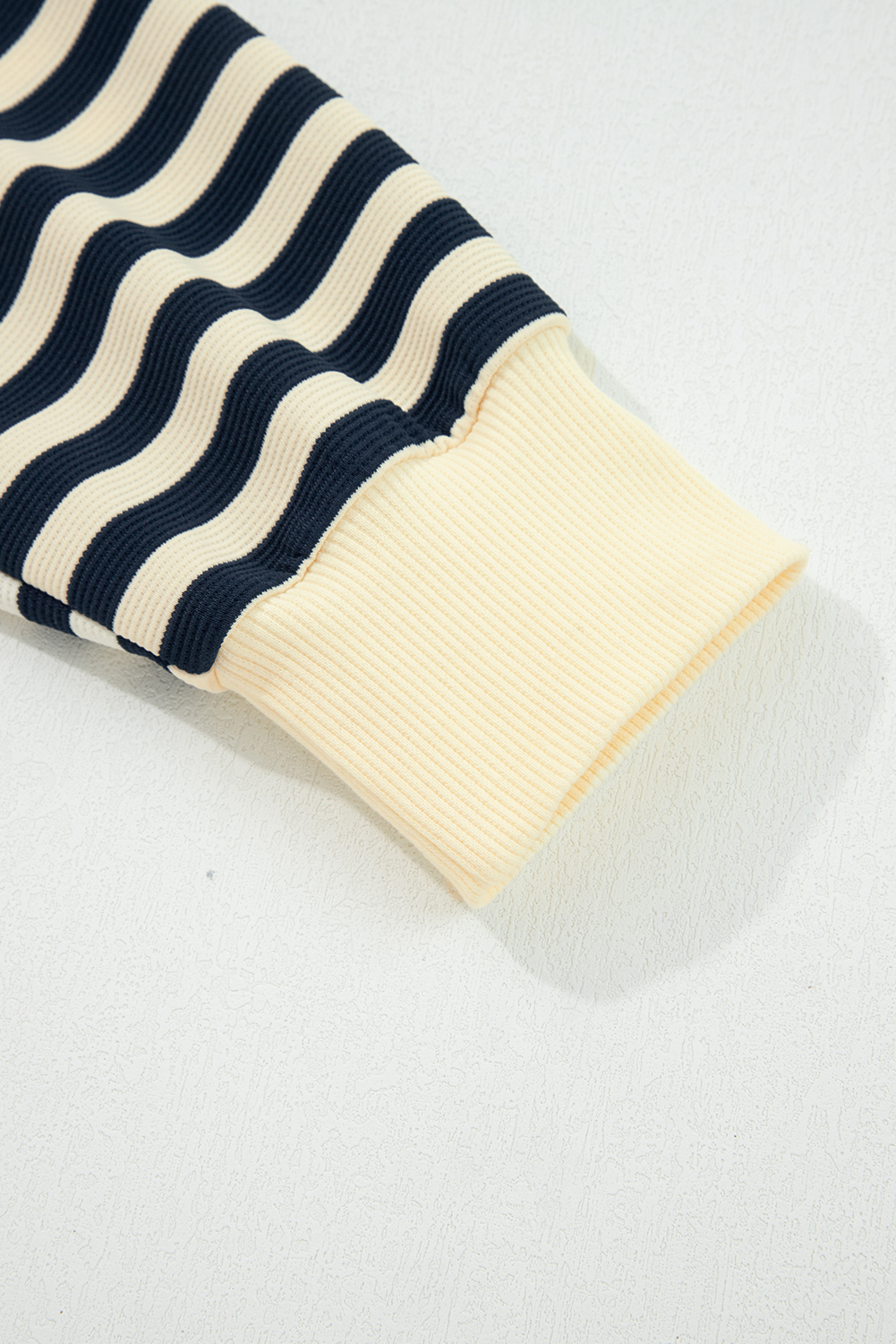 Blue Stripe Collared V Neck Long Sleeve Casual Top - loveforevers