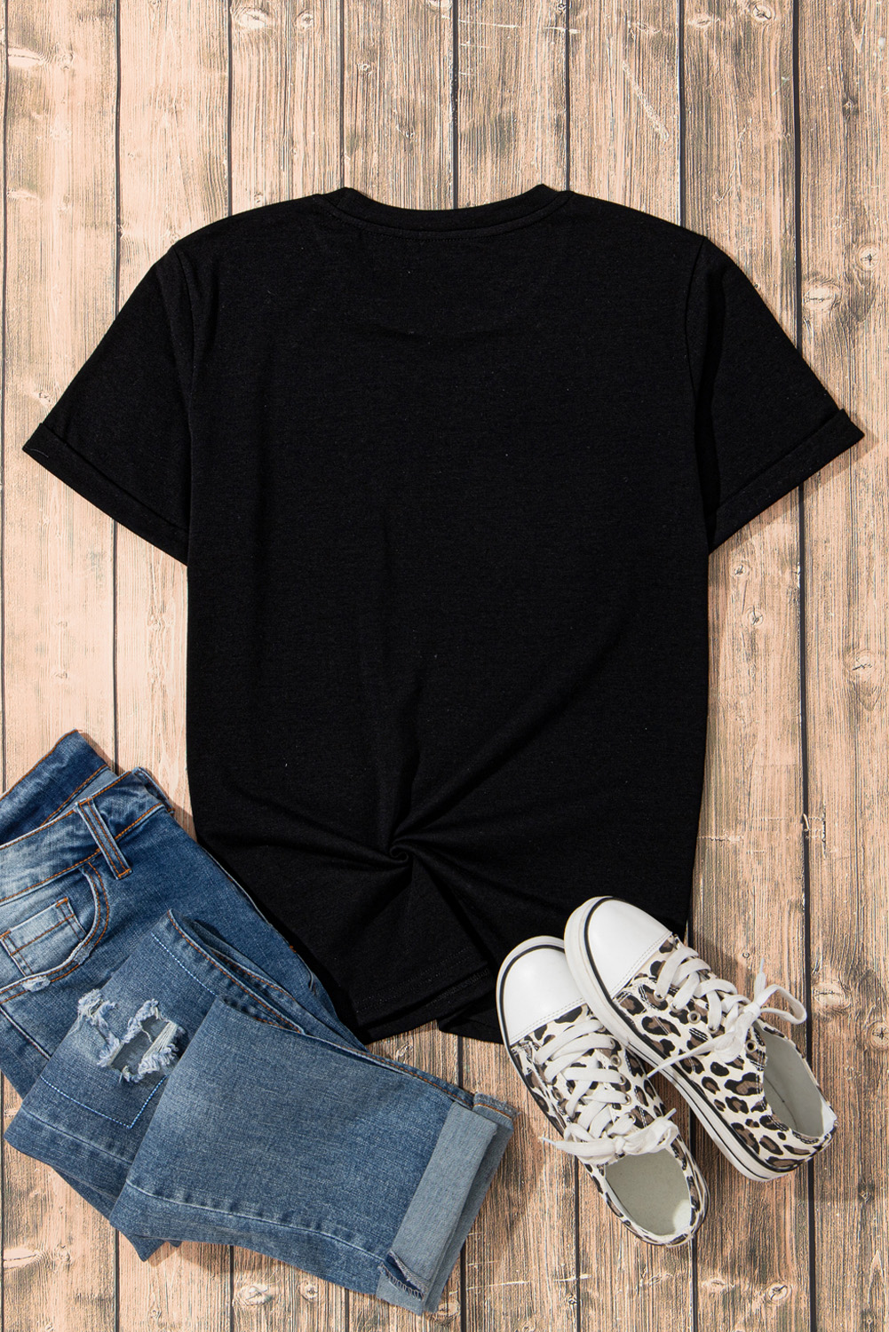 Black Sparkle Rhinestone Smile Face Graphic T Shirt - loveforevers