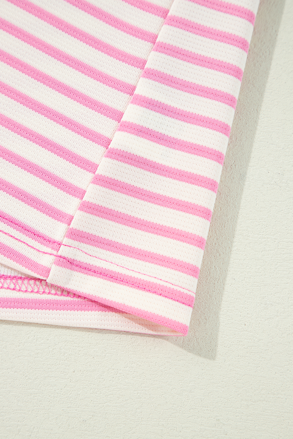 Pink Stripe Ruffled V Neck Cap Puff Sleeve Top - loveforevers