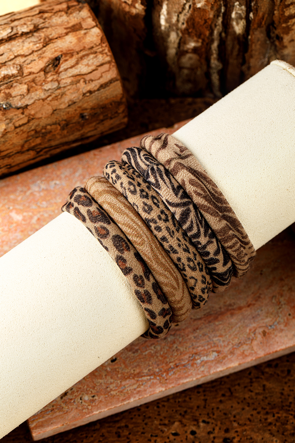 Light French Beige 5Pcs/Set Animal Pattern High Elastic Hair Tie - loveforevers