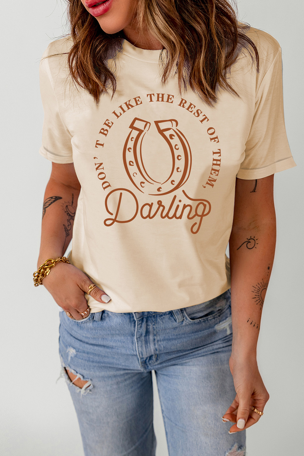 Khaki DO NOT BE LIKE THE REST OF THEM Darling Graphic Tee - loveforevers