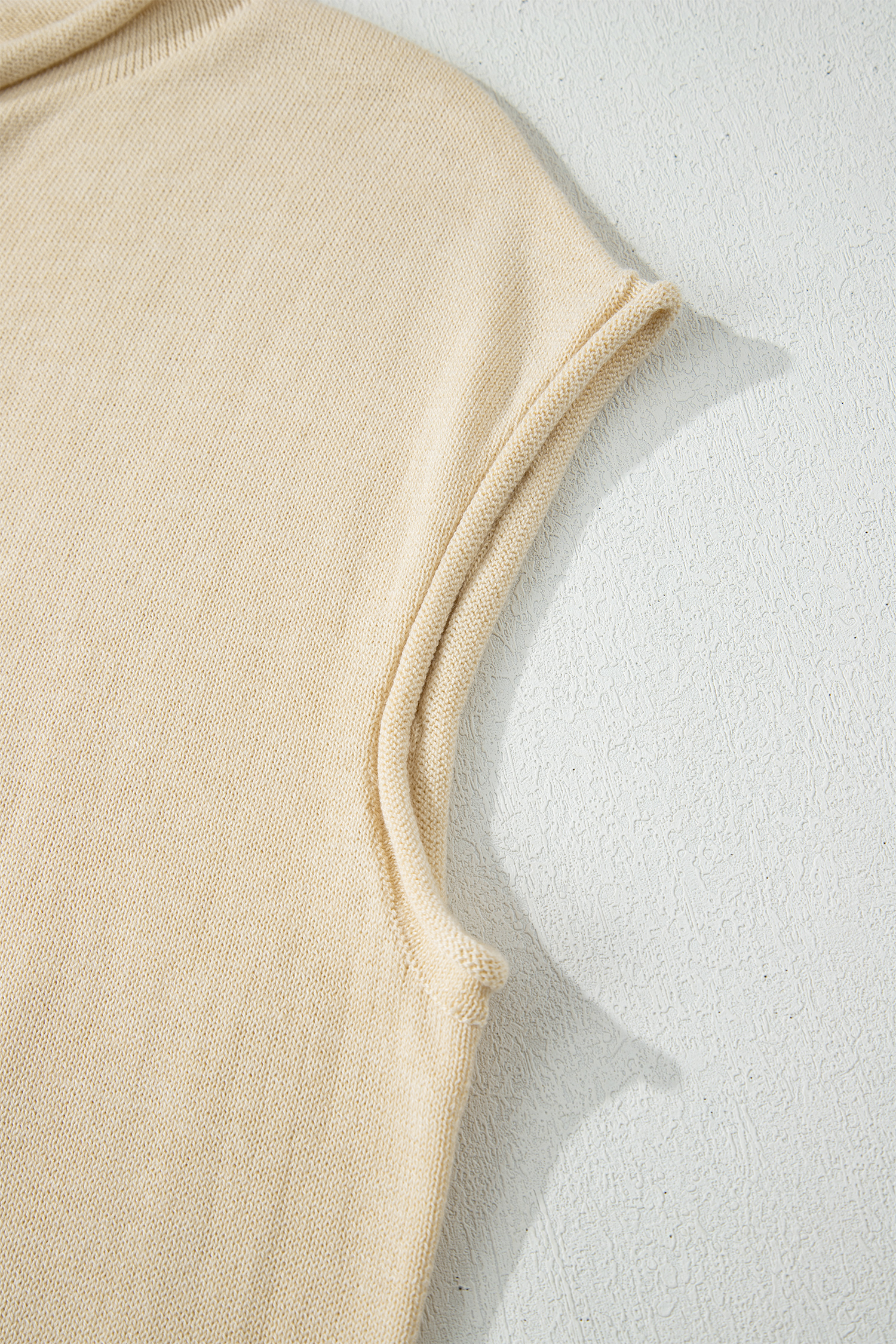 Apricot Buttoned Front Rolled Hem Cap Sleeve Sweater Top - loveforevers