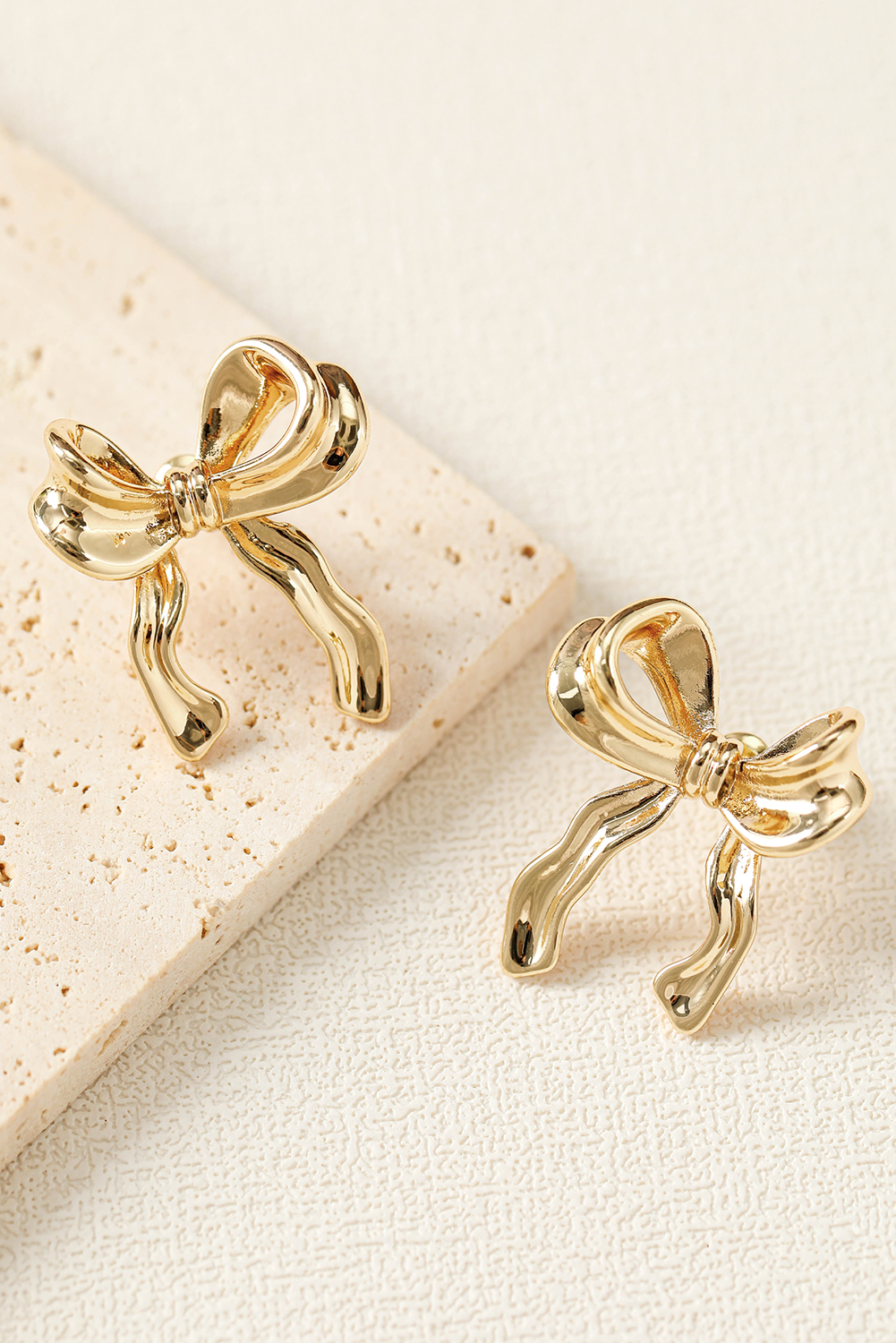 Gold Elegant Bow Design Plated Studded Earrings - loveforevers