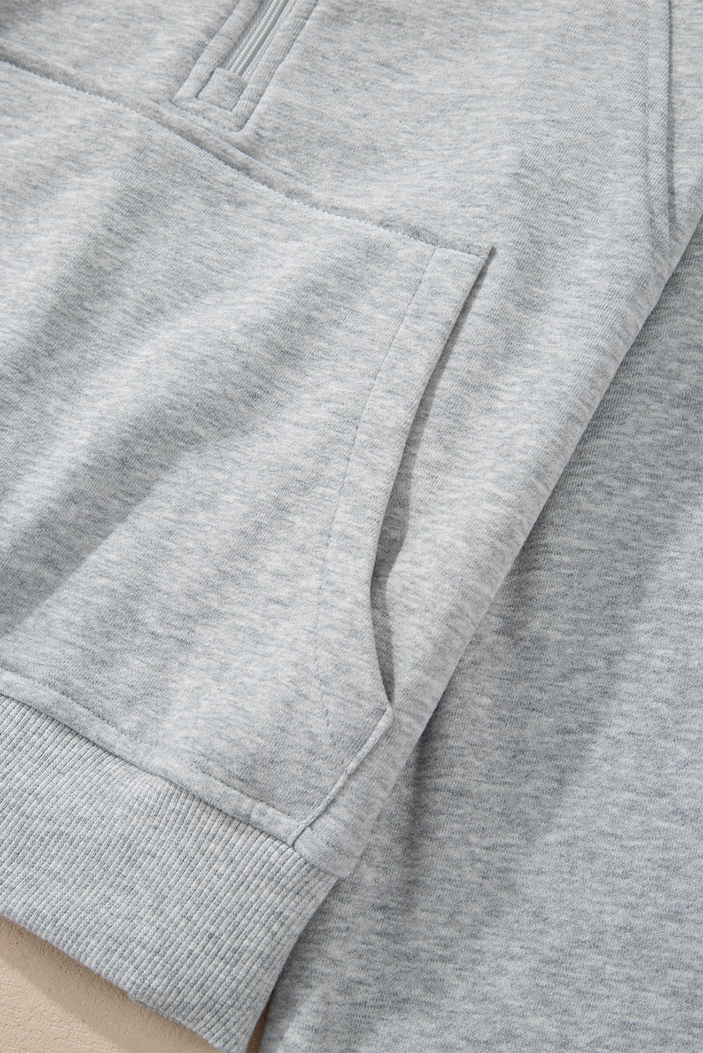 Aruba Blue Quarter Zip Stand Neck Kangaroo Pocket Sweatshirt - loveforevers