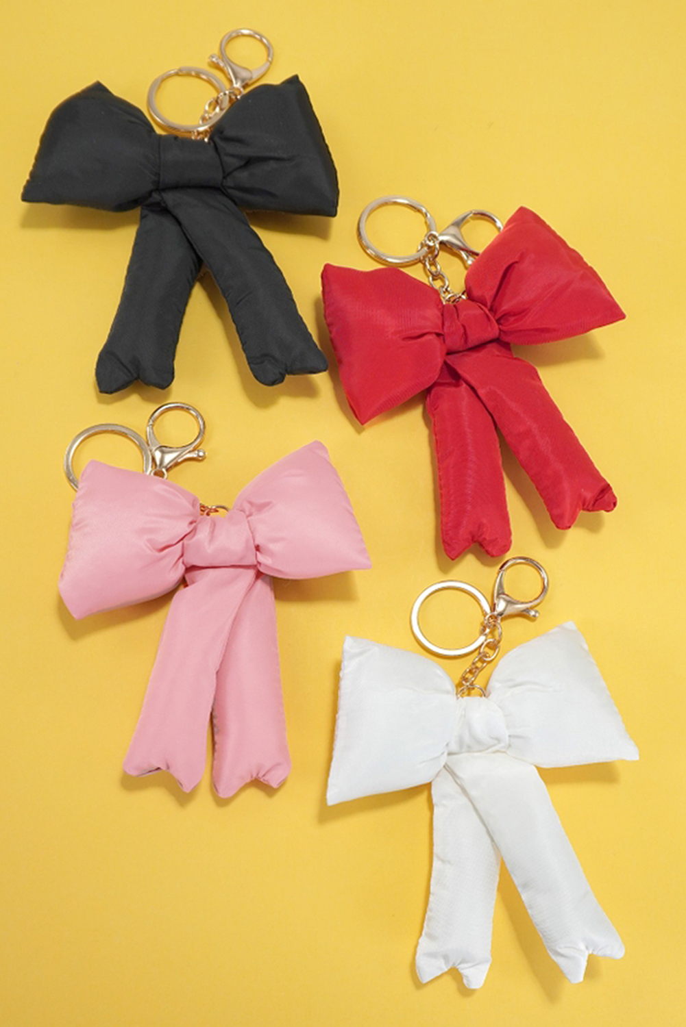 Pink Gingham Puffer Bow Knot Bag Pendant Keychain - loveforevers