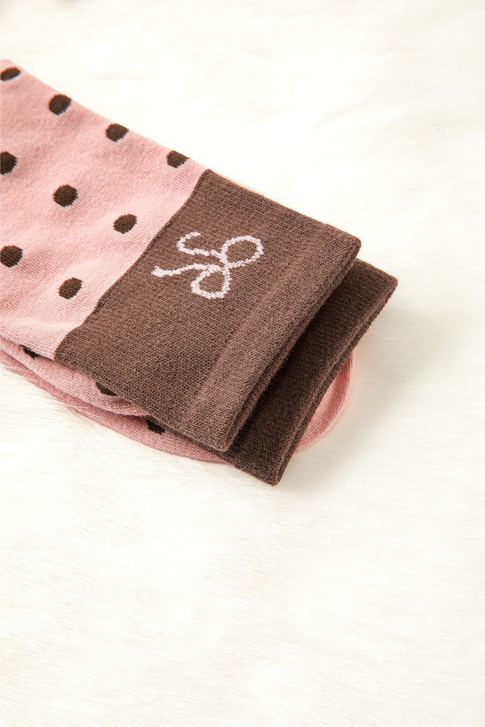 Blossom 1 Pairs Polka Dot Print Contrast Bow Block Socks - loveforevers