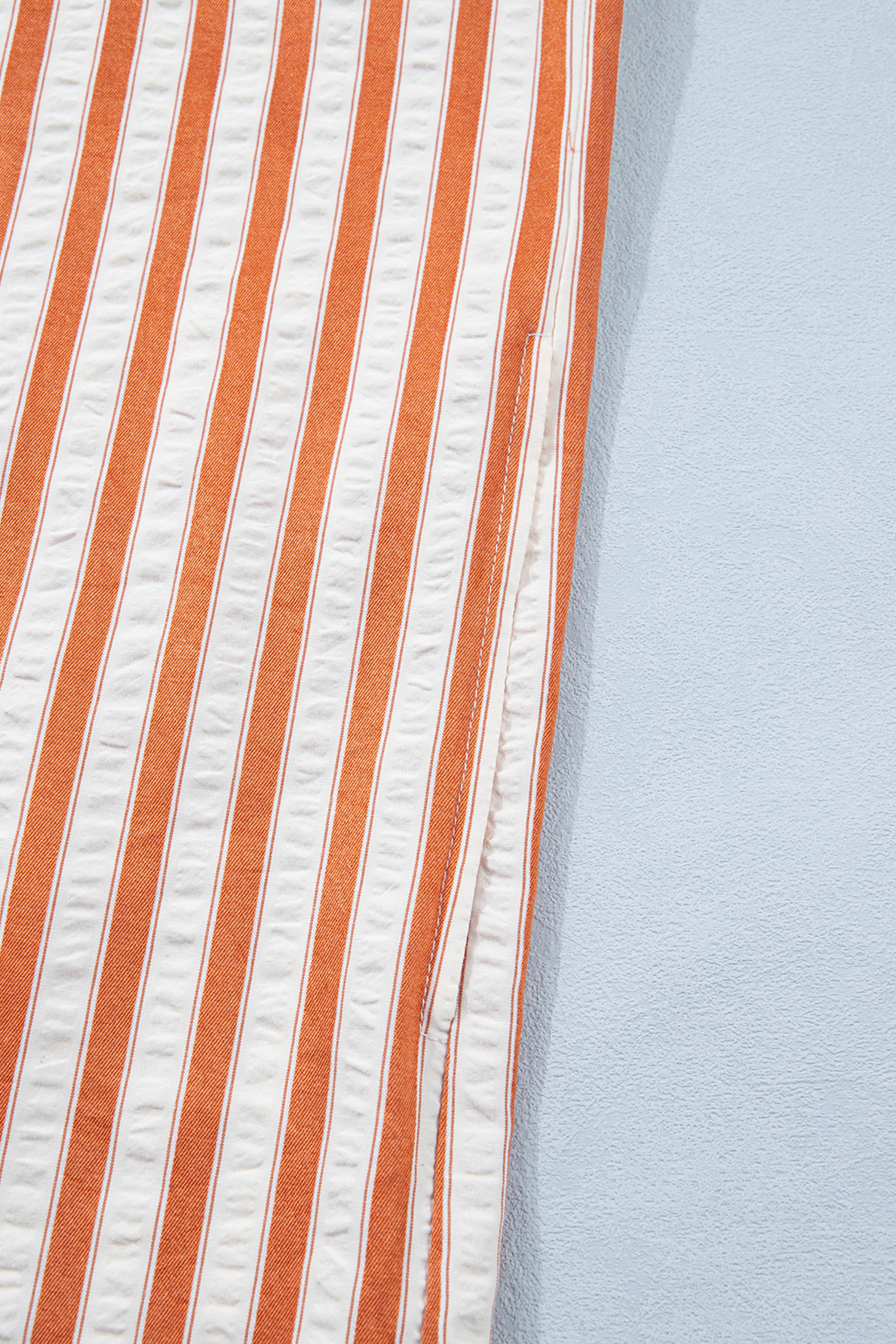 Brown Stripe Pinched V Neck Turn-up Cuffs Shift Mini Dress - loveforevers