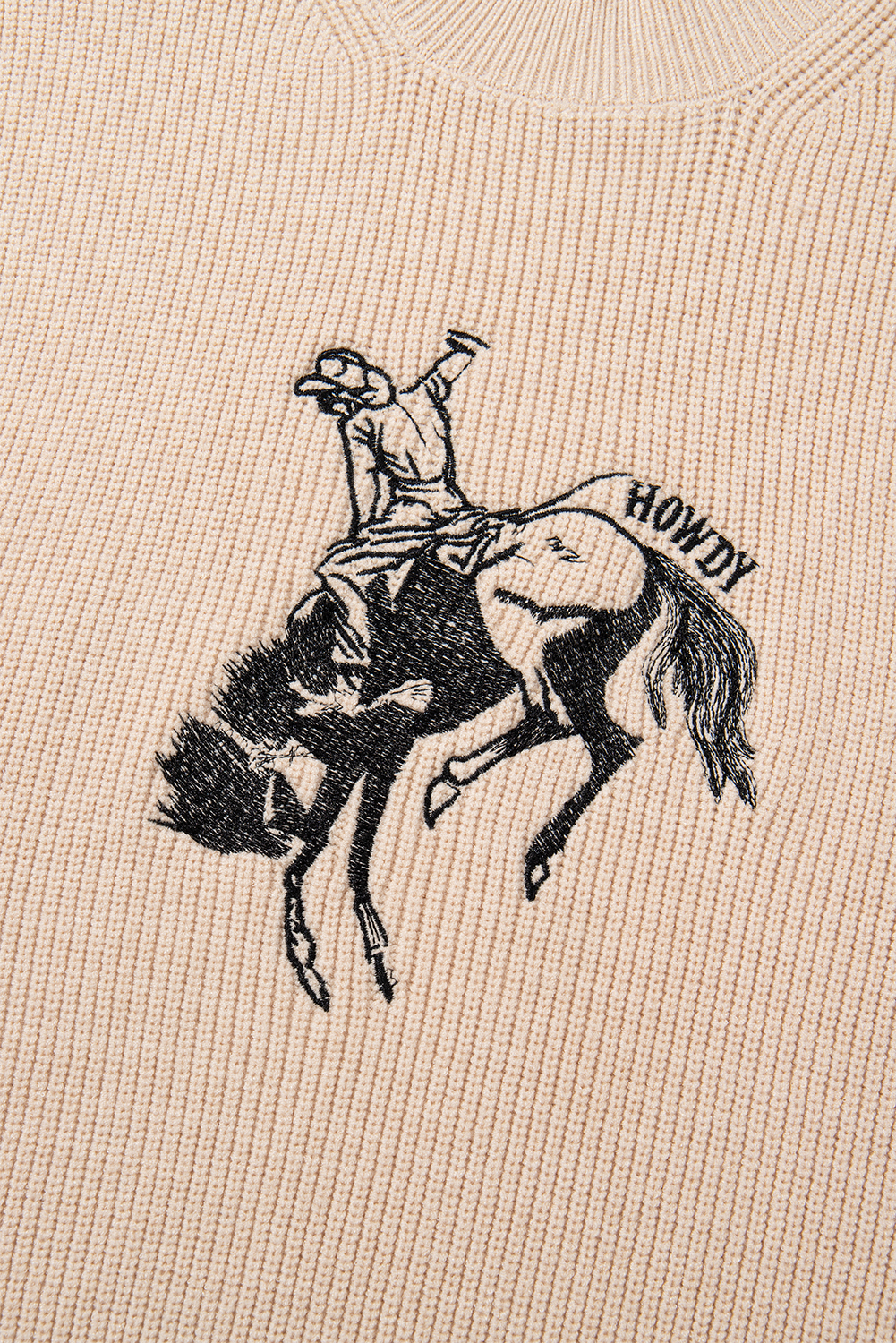 Black Western Cowboy Embroidery Round Neck Sleeveless Sweater - loveforevers