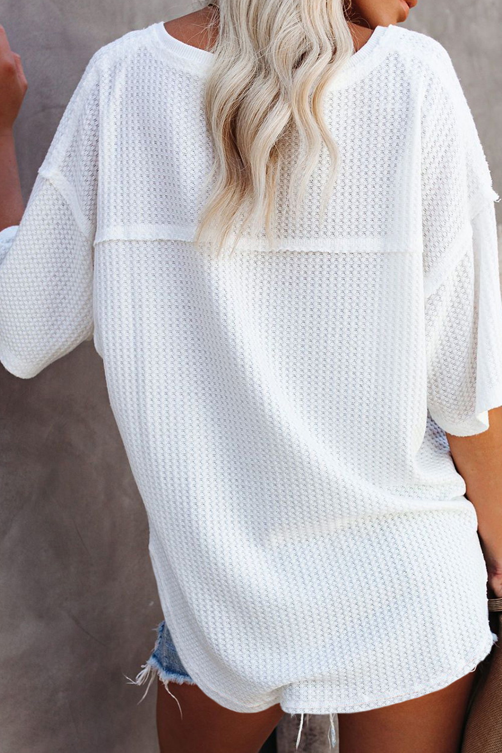 White Patriotic Bow Boots Patched Breathable Texture V Neck Loose Tee - loveforevers