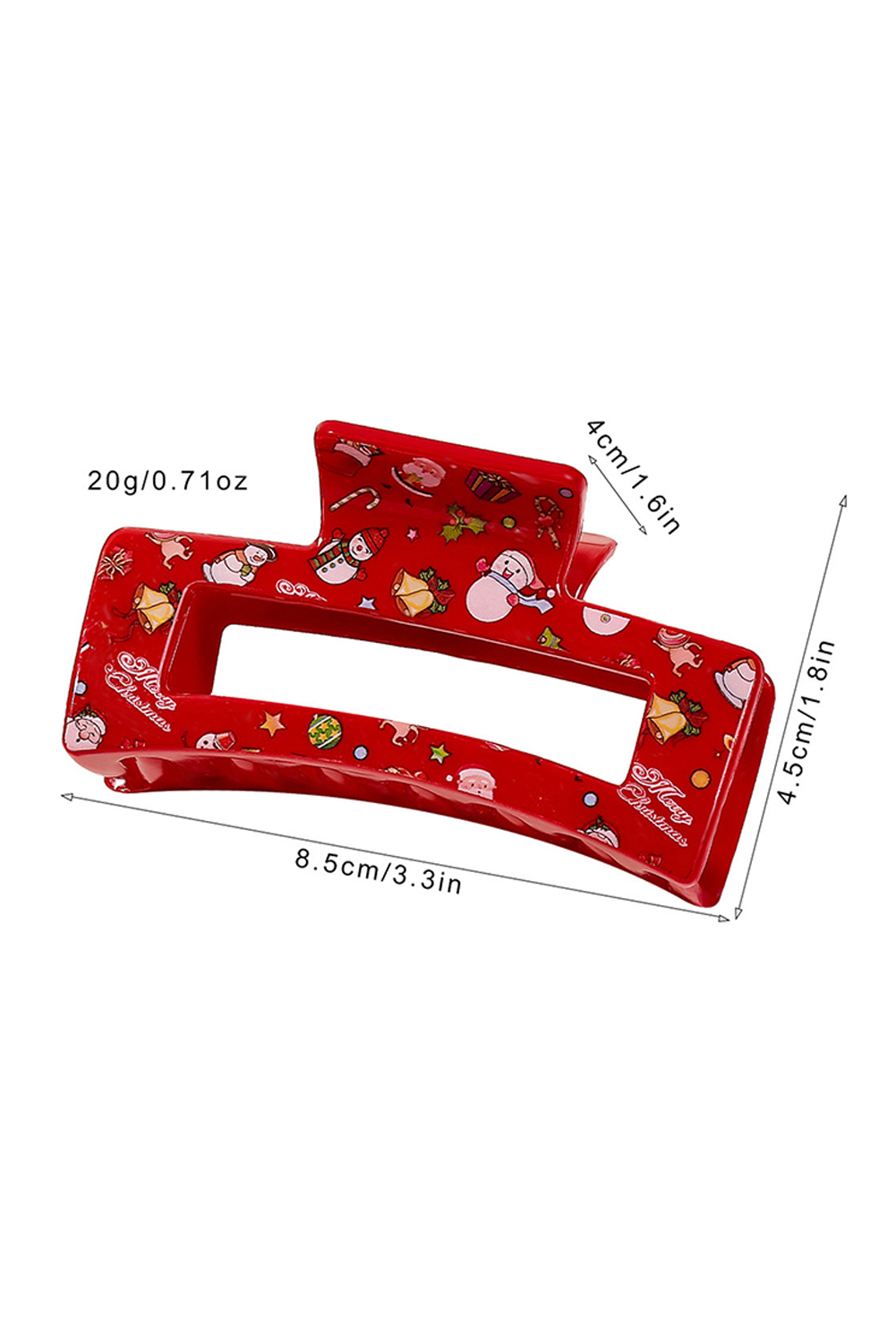 Racing Red Cartoon Christmas Pattern Print Hollow Out Hair Clip - loveforevers