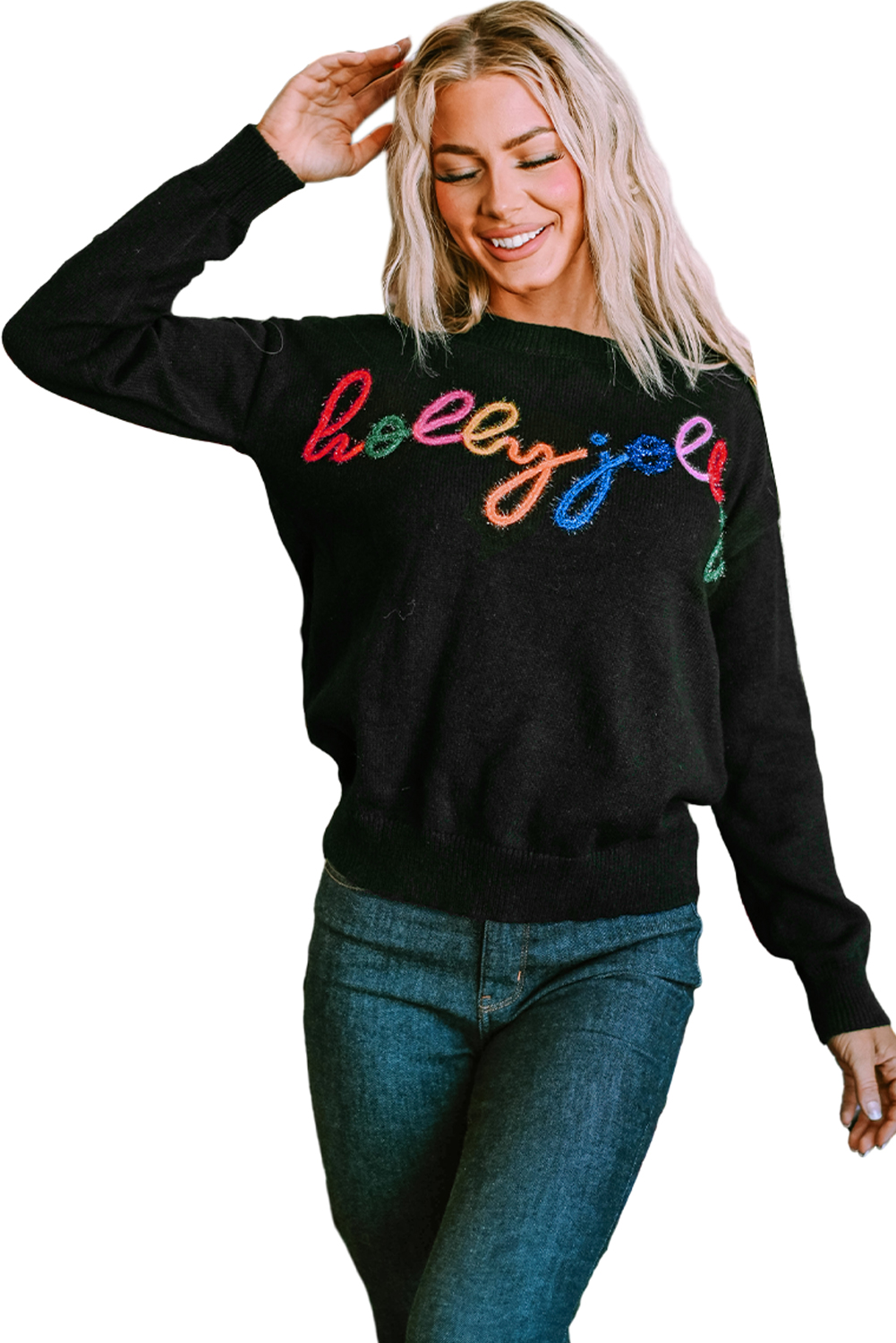 White Merry & Bright Round Neck Casual Sweater - loveforevers