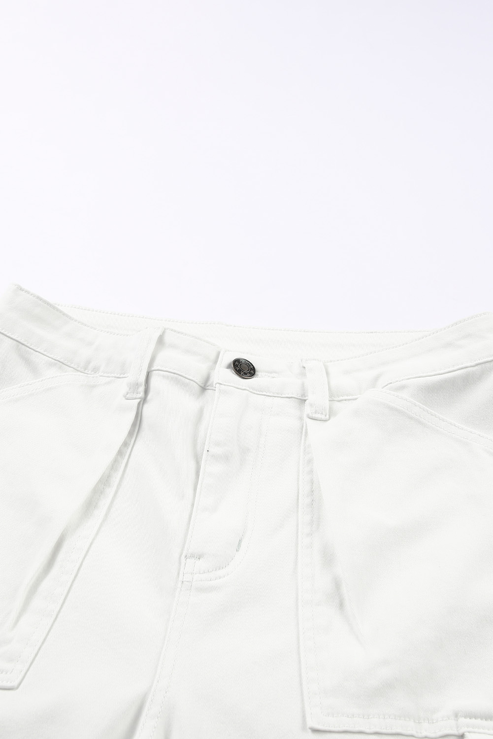 White High Waist Straight Leg Cargo Pants with Pockets - loveforevers