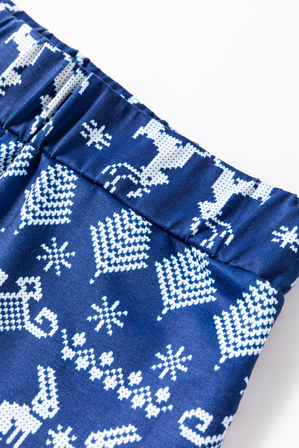 Blue Solid Top and Christmas Pants Two Piece Lounge Set - loveforevers