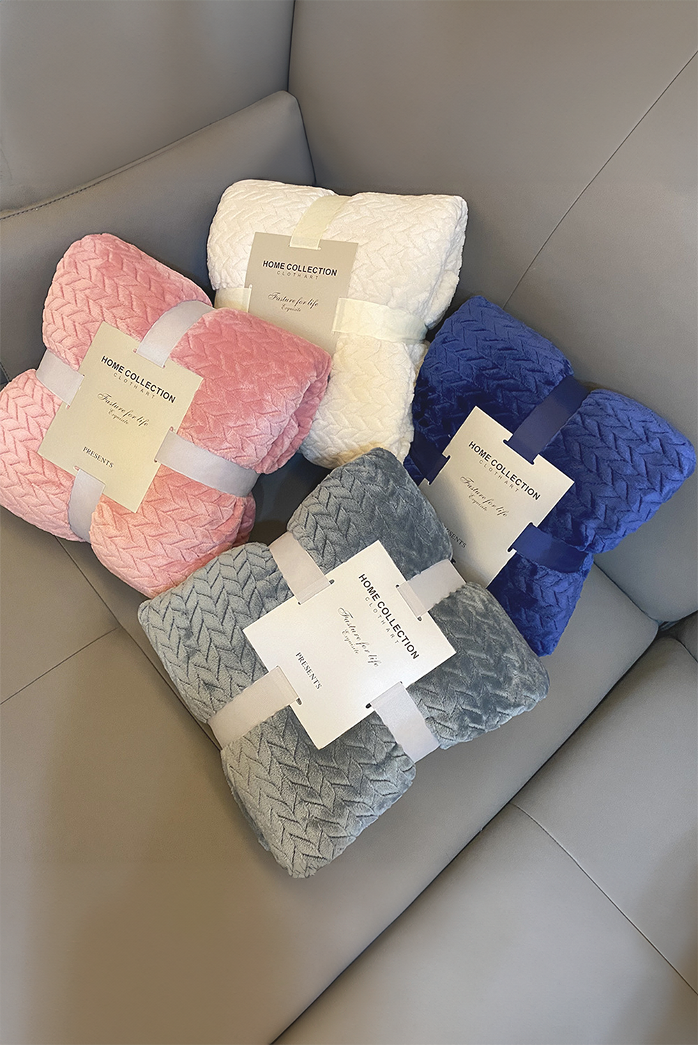 Light Pink Textured Soft Fleece Large Throw Blanket - loveforevers
