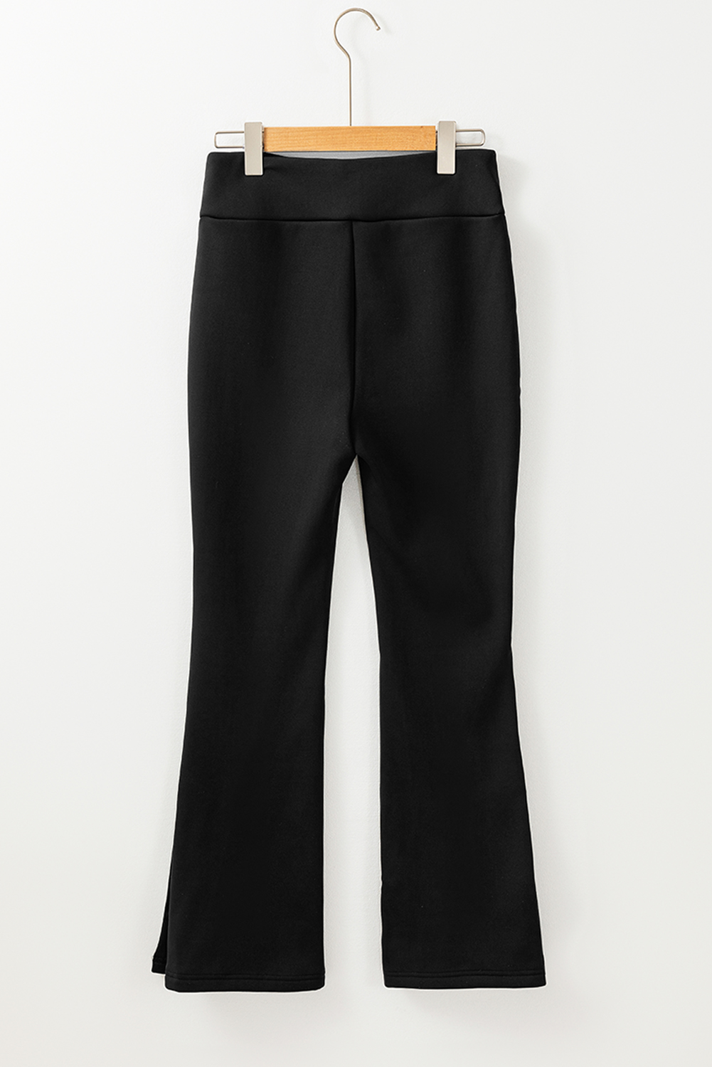 Black Thermal Lined Split Flare Leg Pants - loveforevers