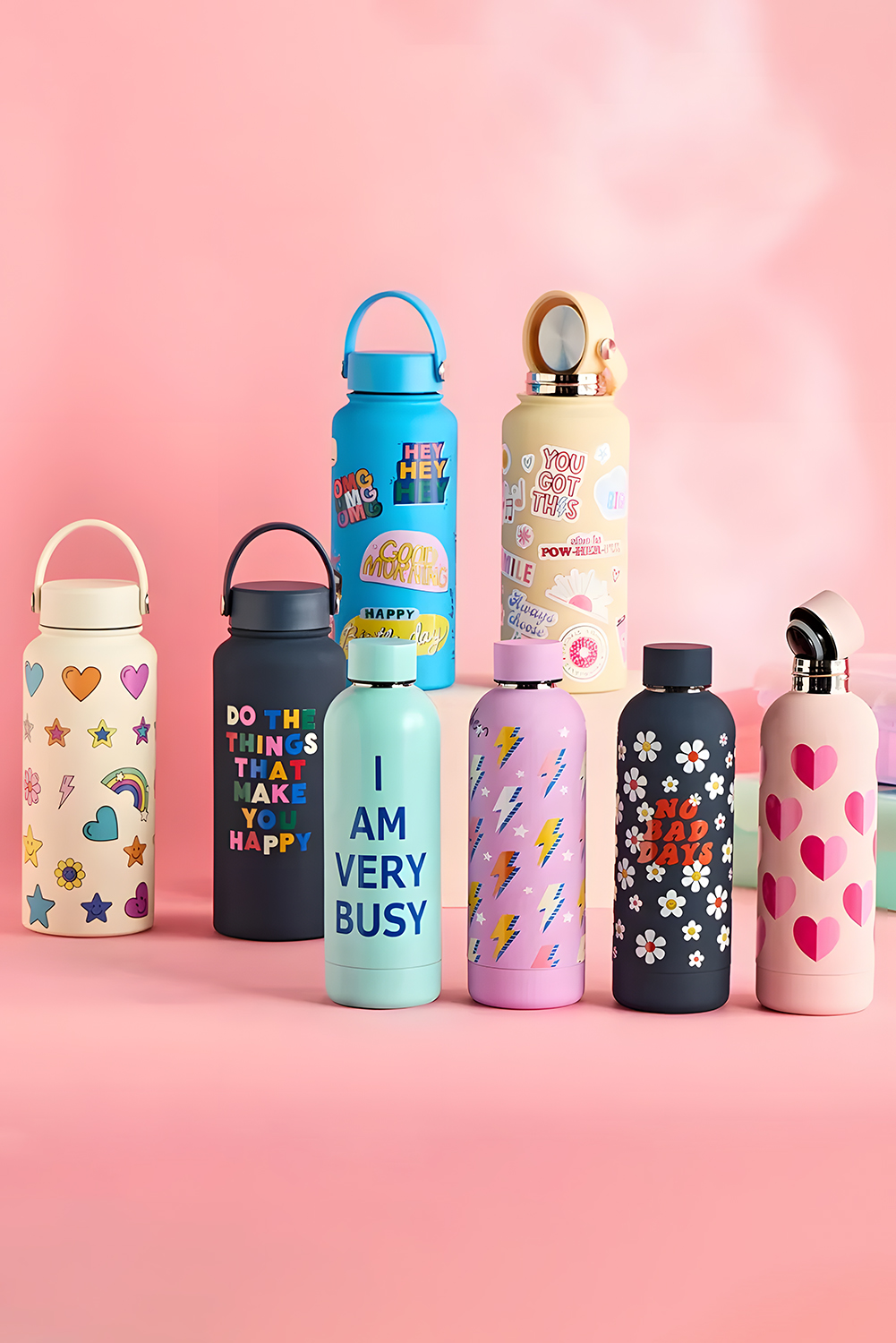 Sachet Pink 500ml Fashion Printed Double Wall Vacuum Water Bottle - loveforevers