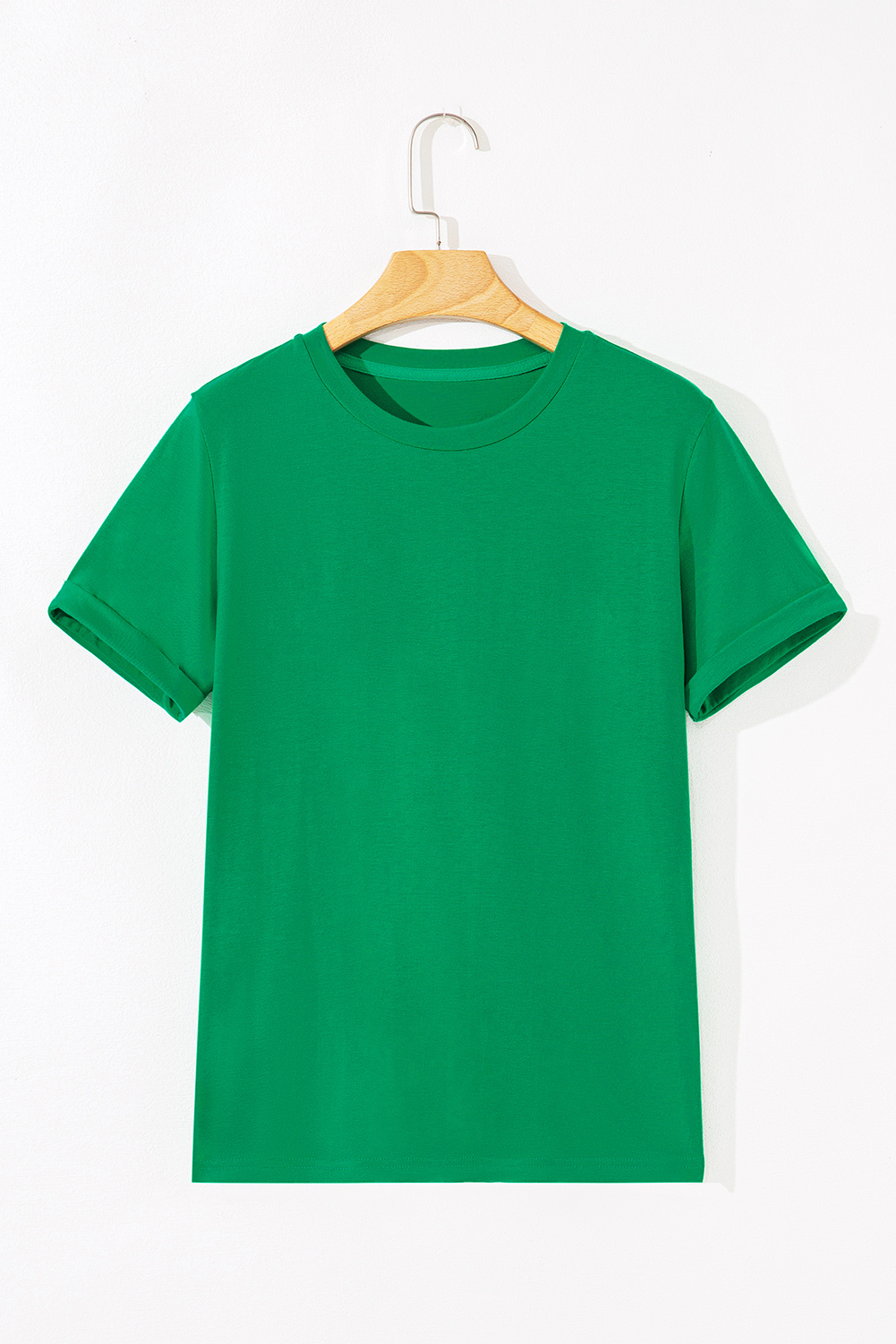 Khaki Casual Plain Crew Neck Tee - loveforevers
