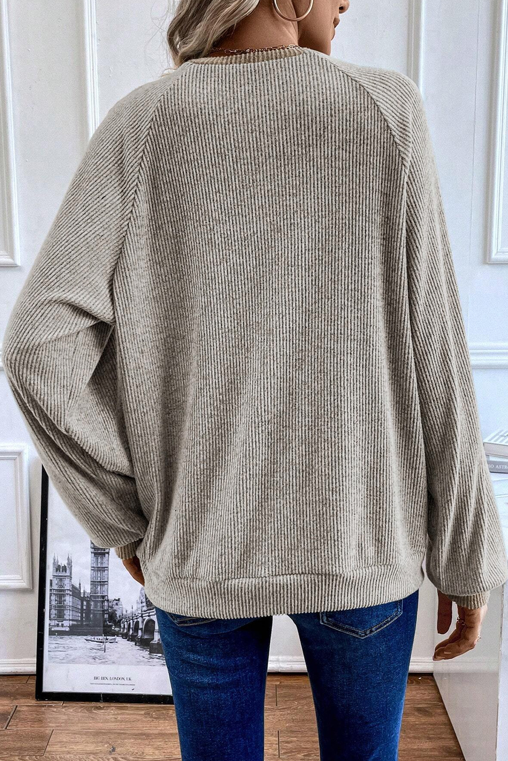 Contrast Ribbed Loose Fit Long Sleeve Top - loveforevers