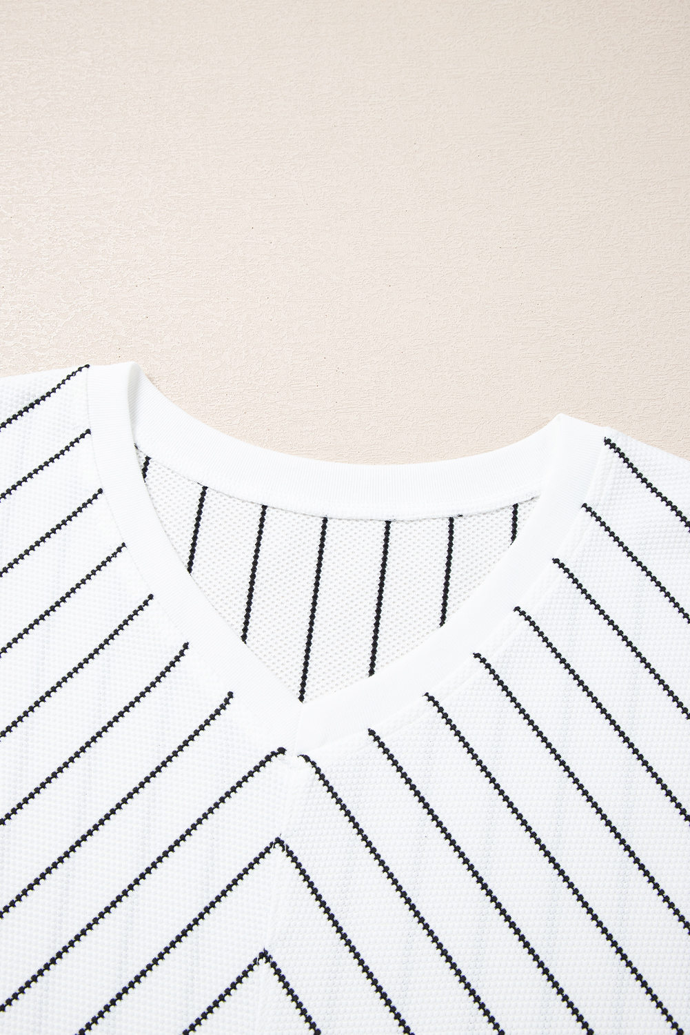 Black Stripe Chevron Striped V Neck Long Sleeve Casual Top - loveforevers