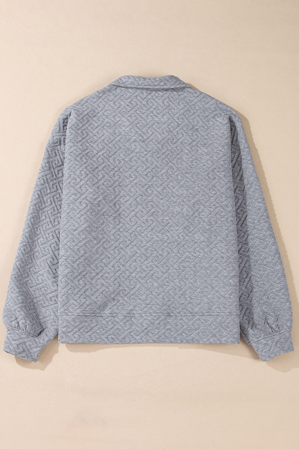 Gray Solid Textured Half Zipper Collared Sweatshirt - loveforevers
