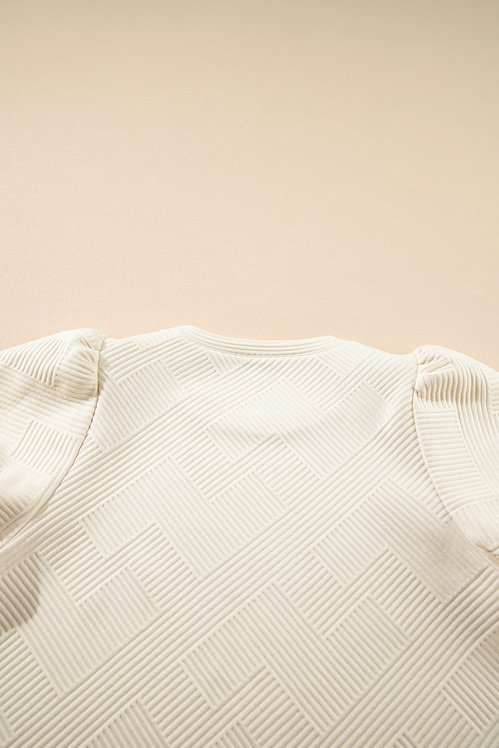 Oatmeal Textured Puff Sleeve T-shirt - loveforevers