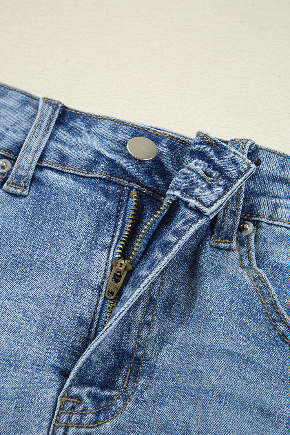 Sail Blue Dearlove Irregular Distressed Bottom Denim Midi Skirt - loveforevers