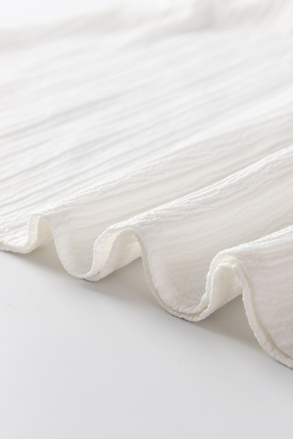 White Frilled Mock Neck Ripple Bubble Sleeve Blouse - loveforevers