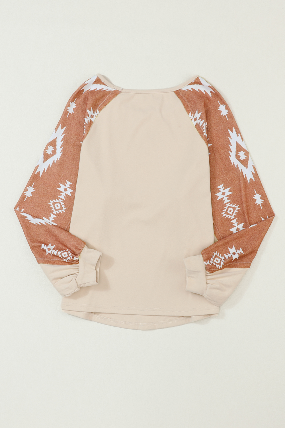 Apricot Western Print Patch Long Sleeve Top - loveforevers