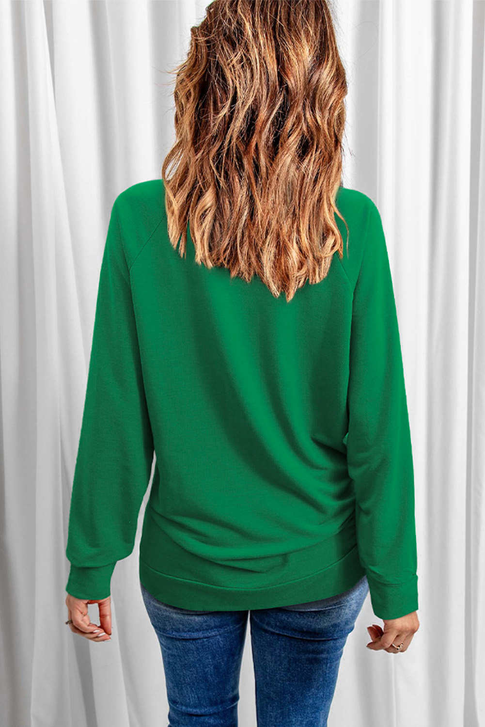 Green St. Patricks LUCKY Clover Print Raglan Sleeve Sweatshirt - loveforevers