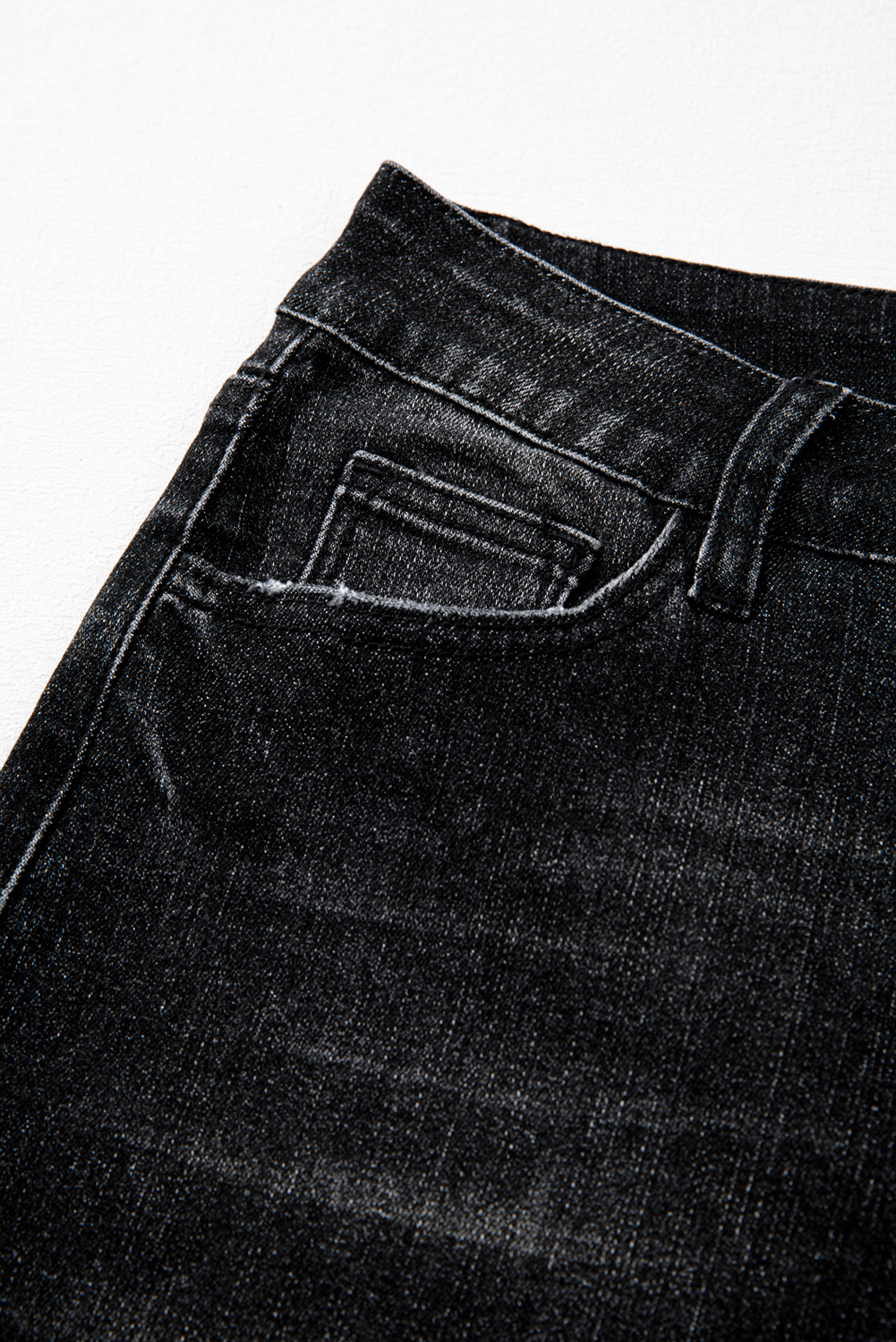 Carbon Grey Mineral Wash Raw Hem High Waist Flared Jeans - loveforevers