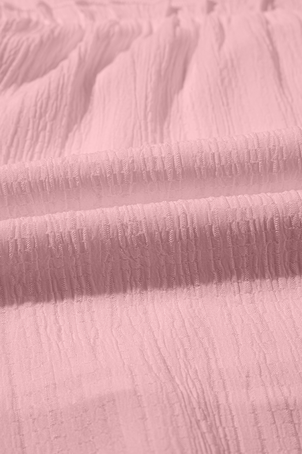 Light Pink Textured Ruffled Trim V Neck Flutter Flowy Top - loveforevers